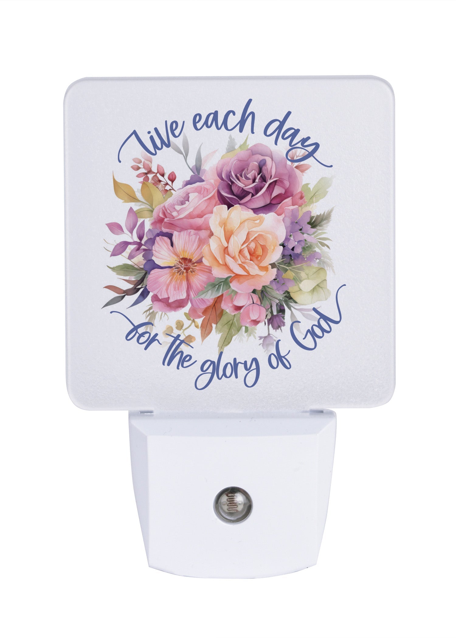 Live Each Day LED Nightlight featuring a floral arrangement, perfect for any décor.
