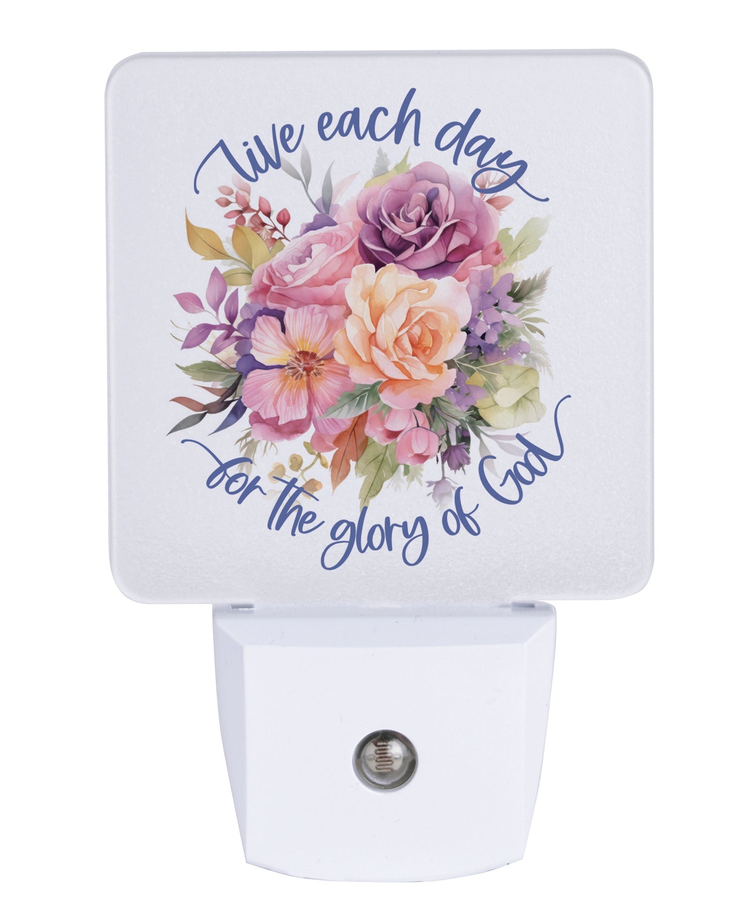 Live each day to the glory of God LED nightlight with auto-on LED light