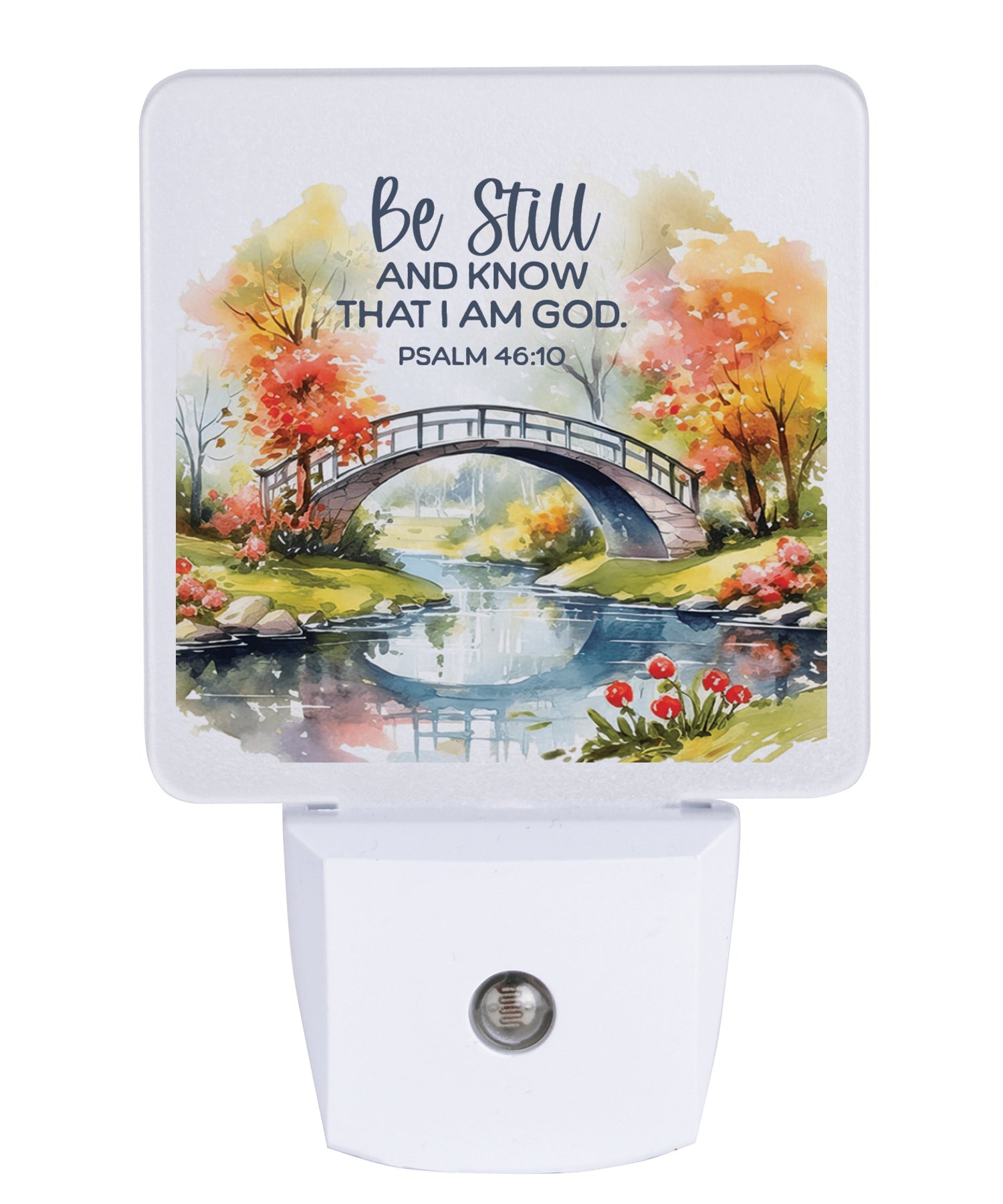Be Still and Know LED Nightlight features a landscape perfect for any décor.