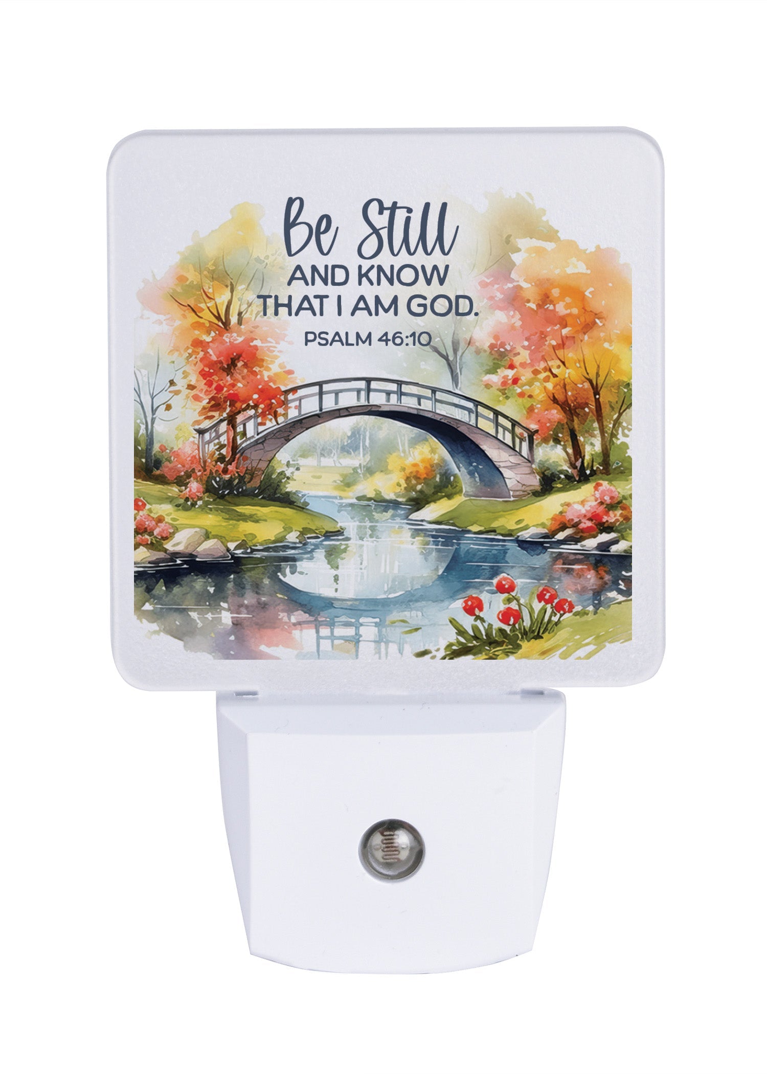 Be Still and Know LED Nightlight features a landscape perfect for any décor.