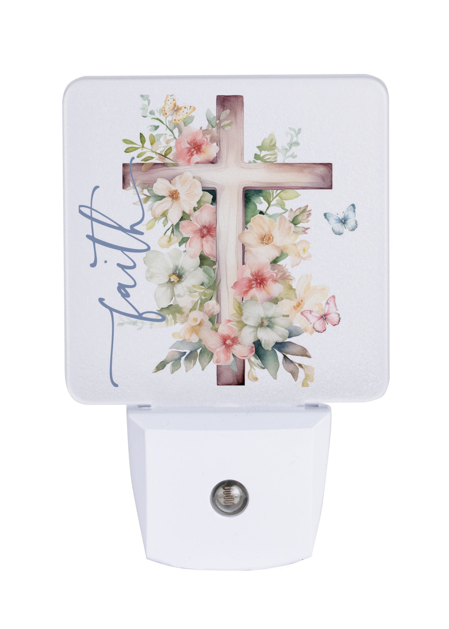 Faith LED Nightlight features a floral cross that is perfect for any décor.