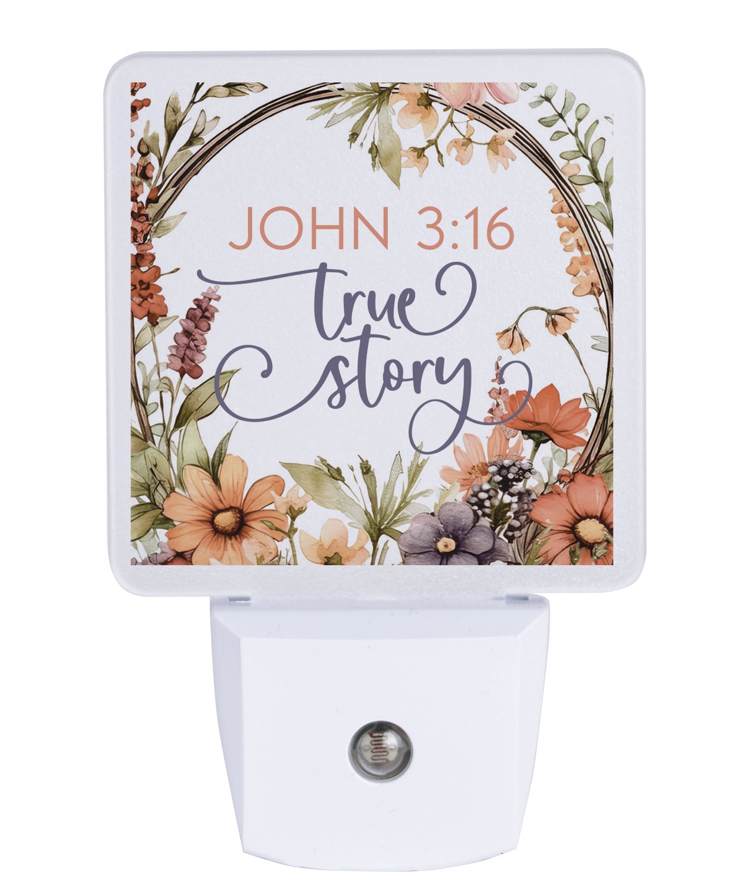 John 3:16 LED Nightlight features a floral arrangement that is perfect for any décor.