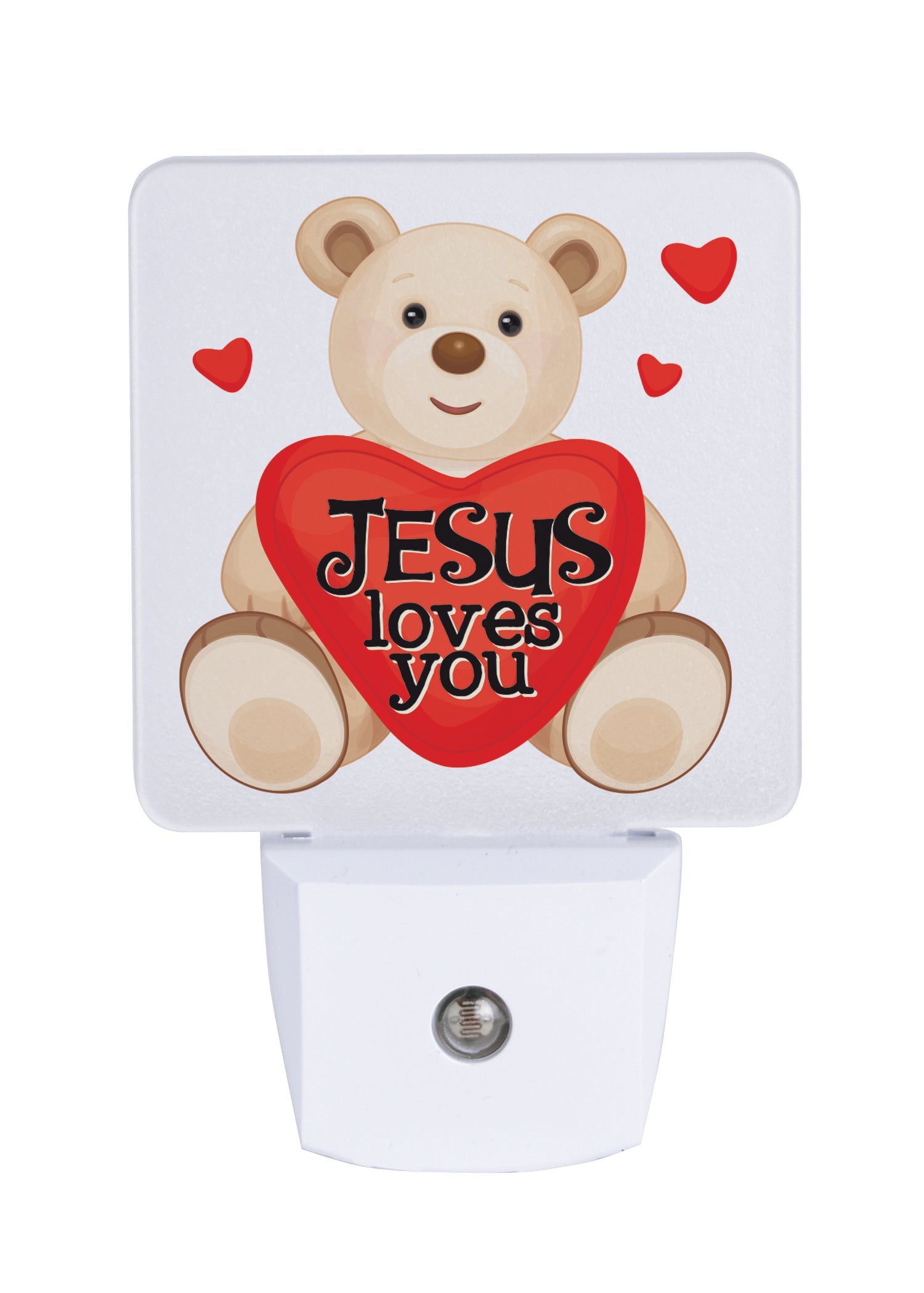 LED nightlight featuring a teddy bear with a heart, perfect for any décor.