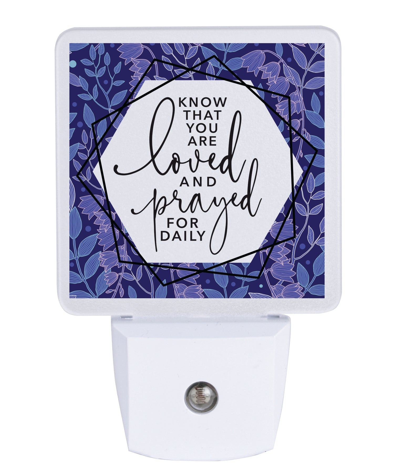Know that you are loved LED nightlight with faith message, auto-on LED light and standard plug