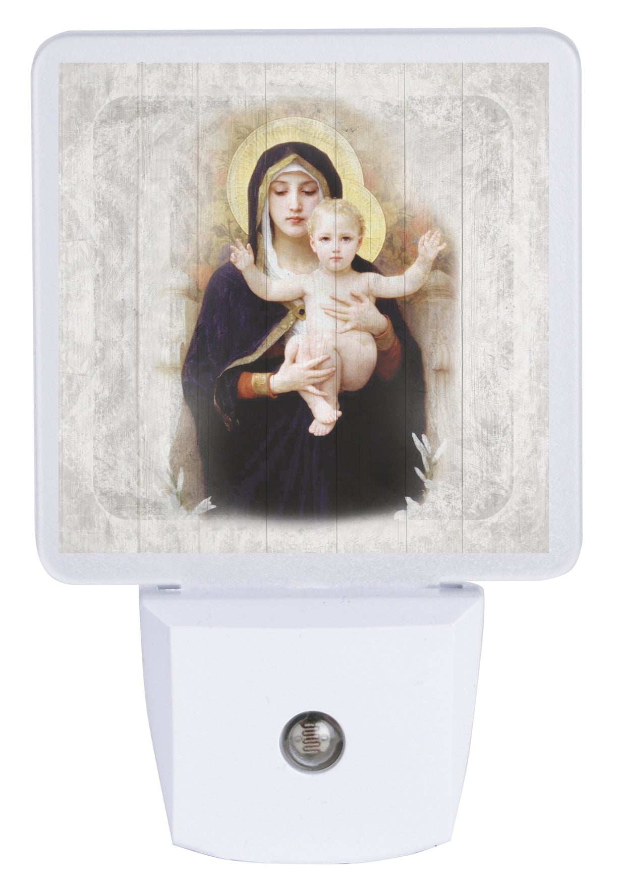 LED nightlight featuring Mary and Jesus, perfect for any décor.
