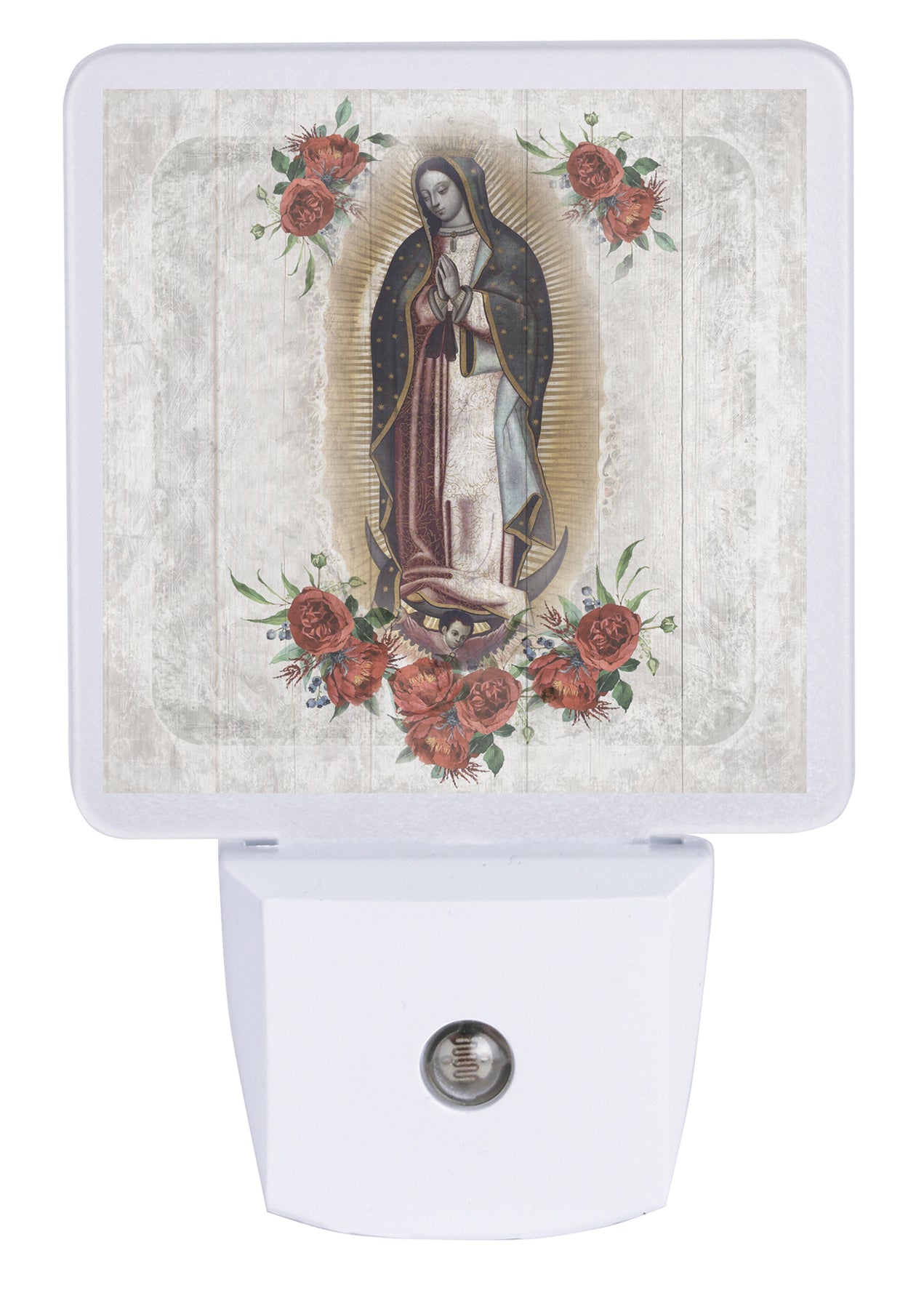 LED nightlight featuring Mary praying, perfect for any décor.