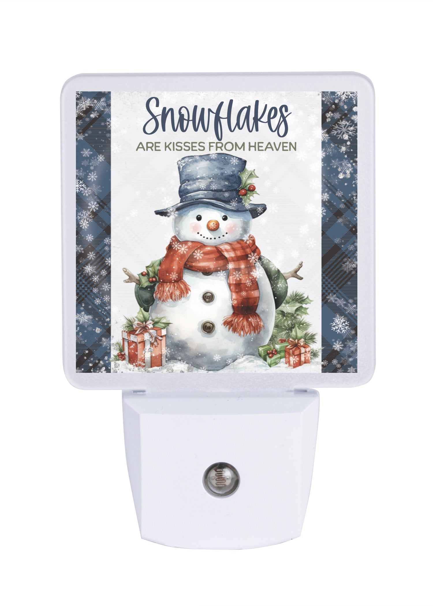 LED nightlight featuring a snowman wearing a blue hat, perfect for festive holiday décor.