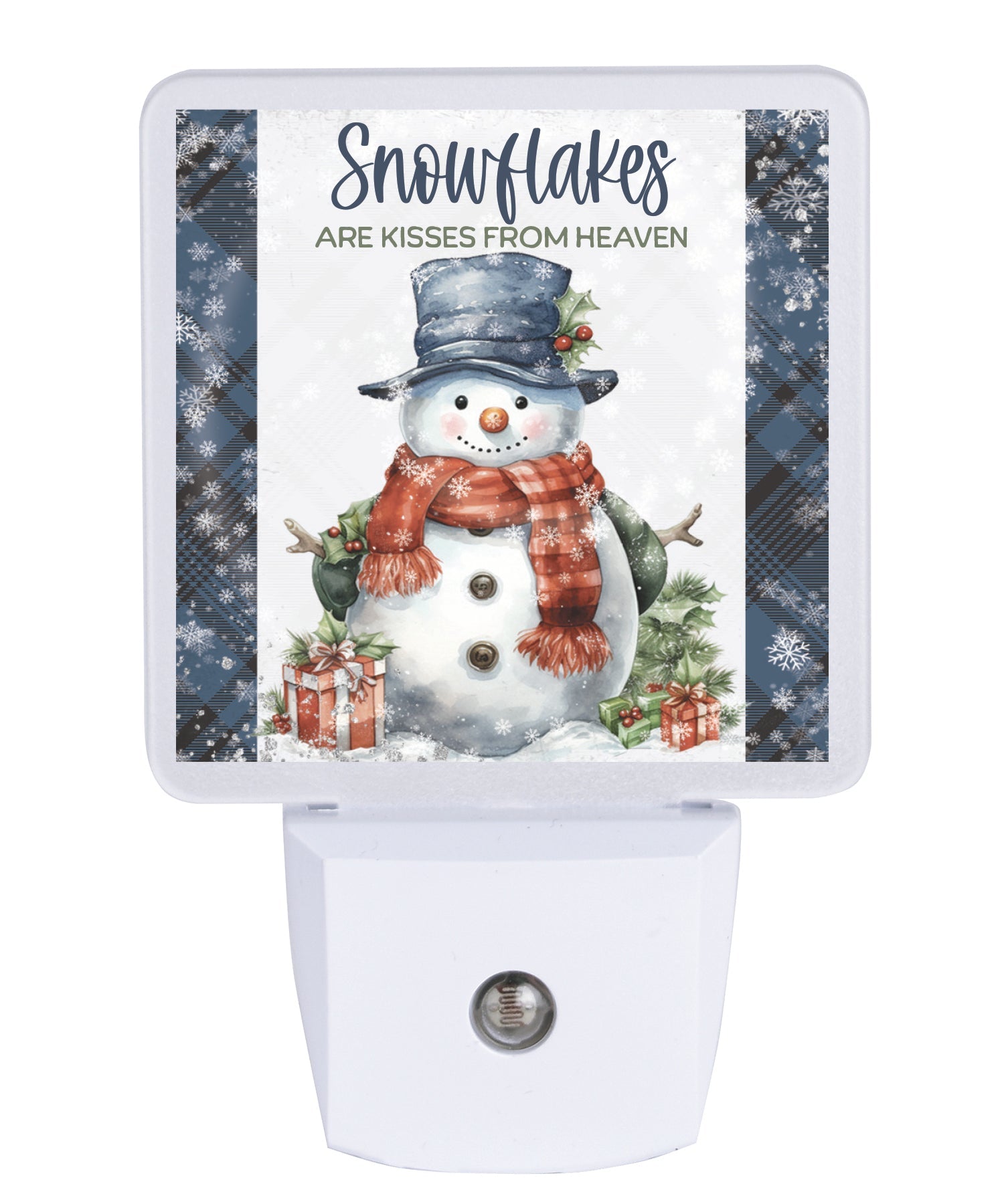 Snowflakes LED nightlight with winter message and auto-on LED light