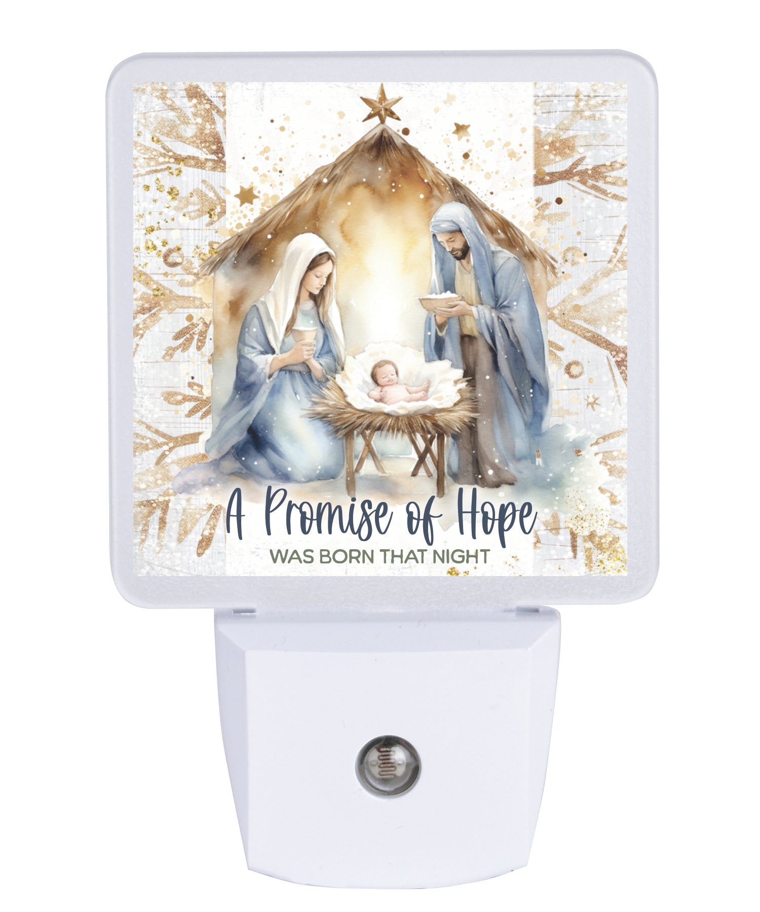 A Promise of Hope LED nightlight with Christmas faith message and auto-on LED light