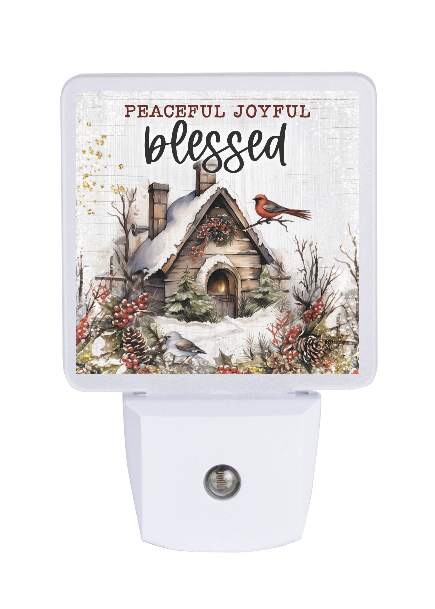 LED nightlight featuring a birdhouse and cardinal, perfect for festive holiday décor.