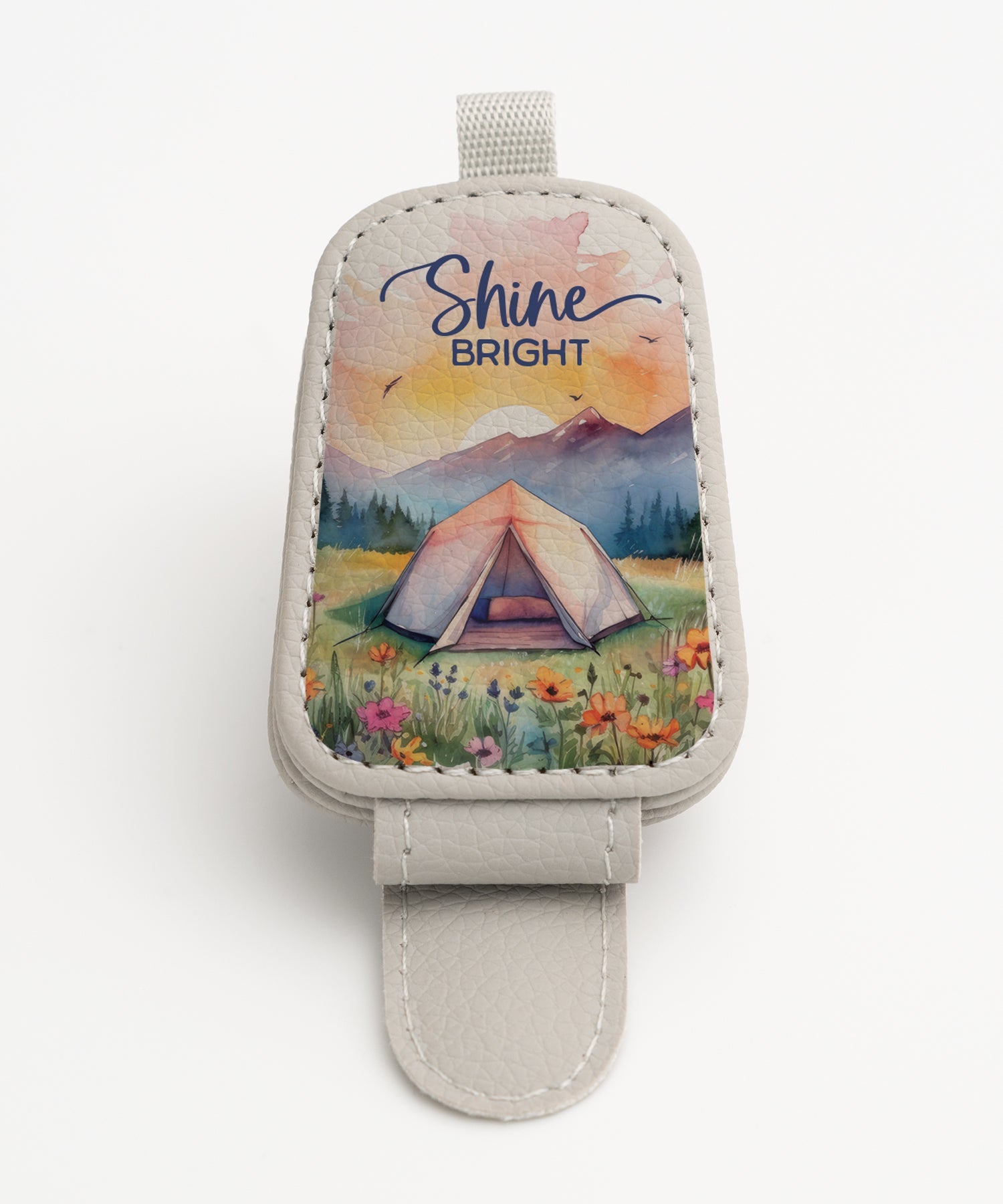 Shine Bright camping tent leatherette sunglasses visor clip with magnetic closure