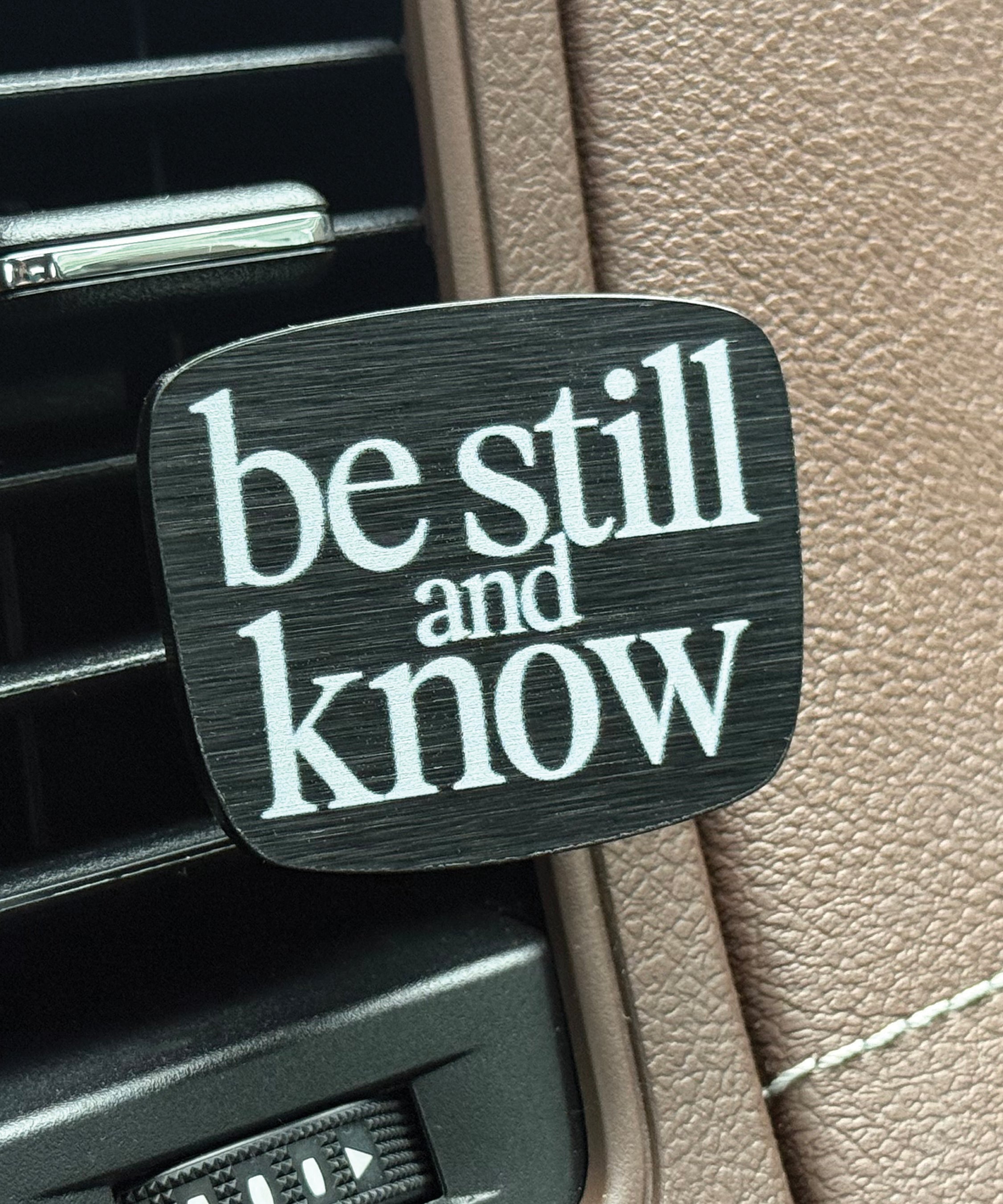 Be Still and Know acrylic Scentable Vent Clip with reusable fragrance pad
