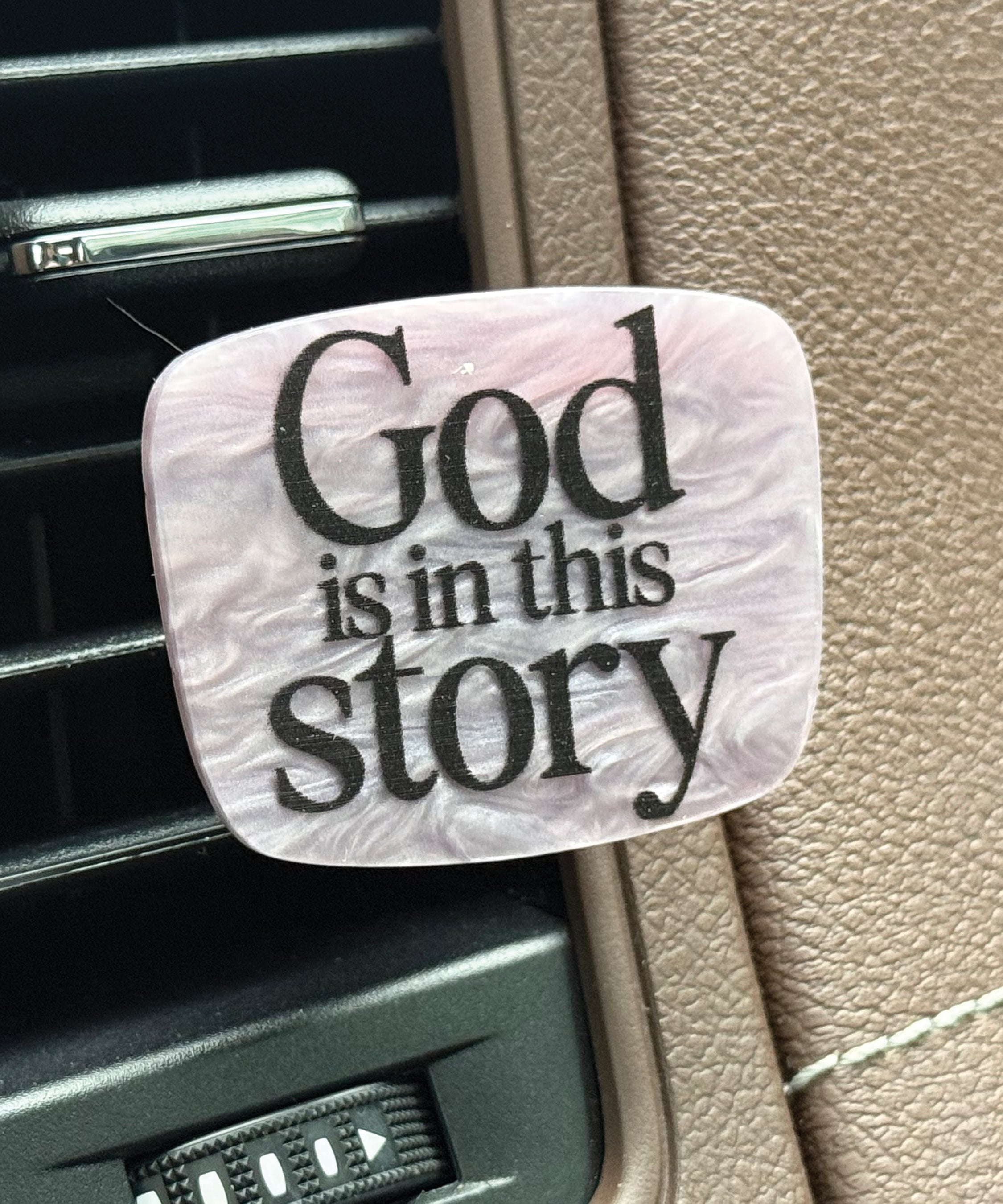 God Is In This Story acrylic Scentable Vent Clip with reusable fragrance pad