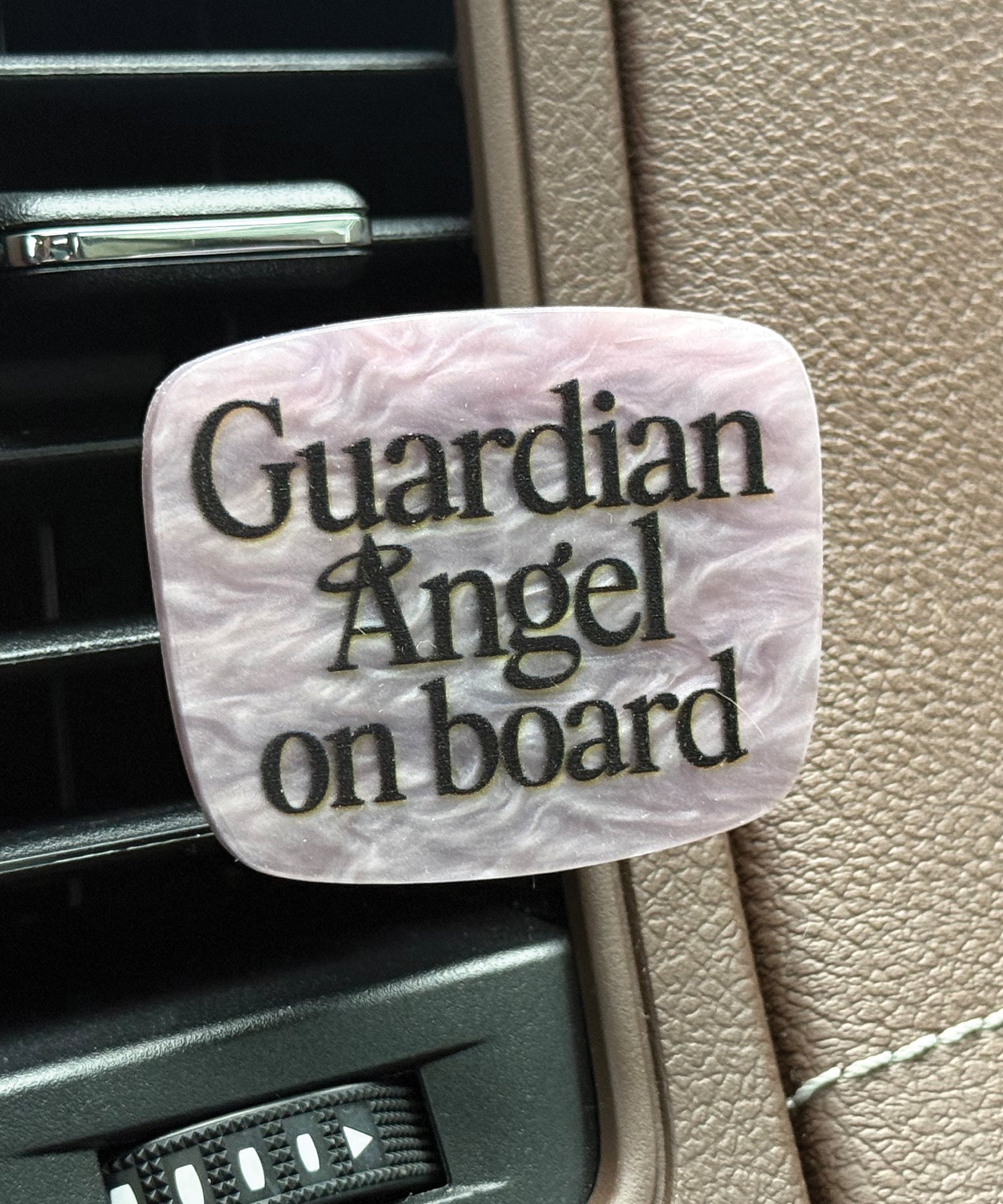 Guardian Angel on Board acrylic Scentable Vent Clip with reusable fragrance pad