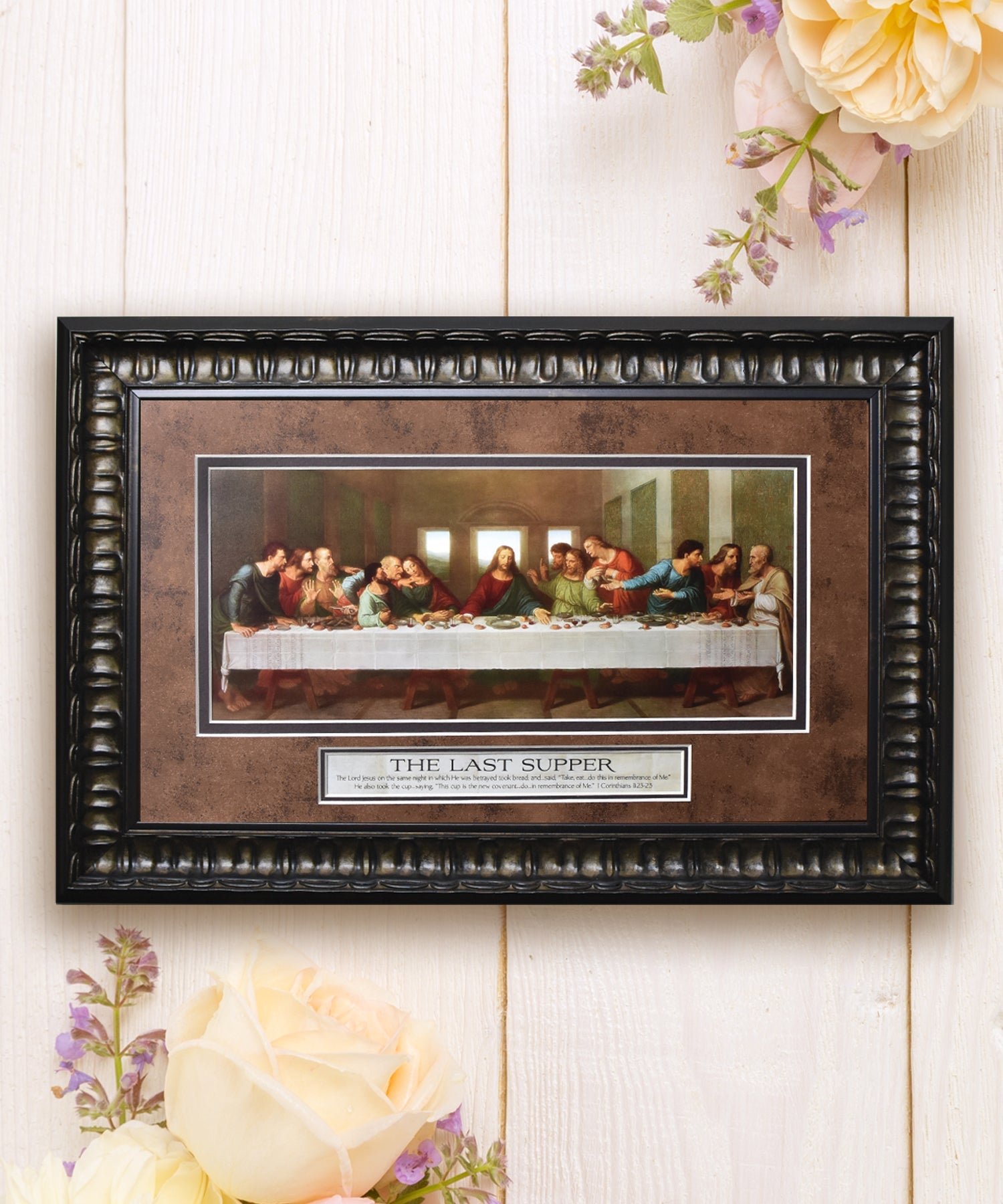 The Last Supper Framed Art with double matting and ornate frame.
