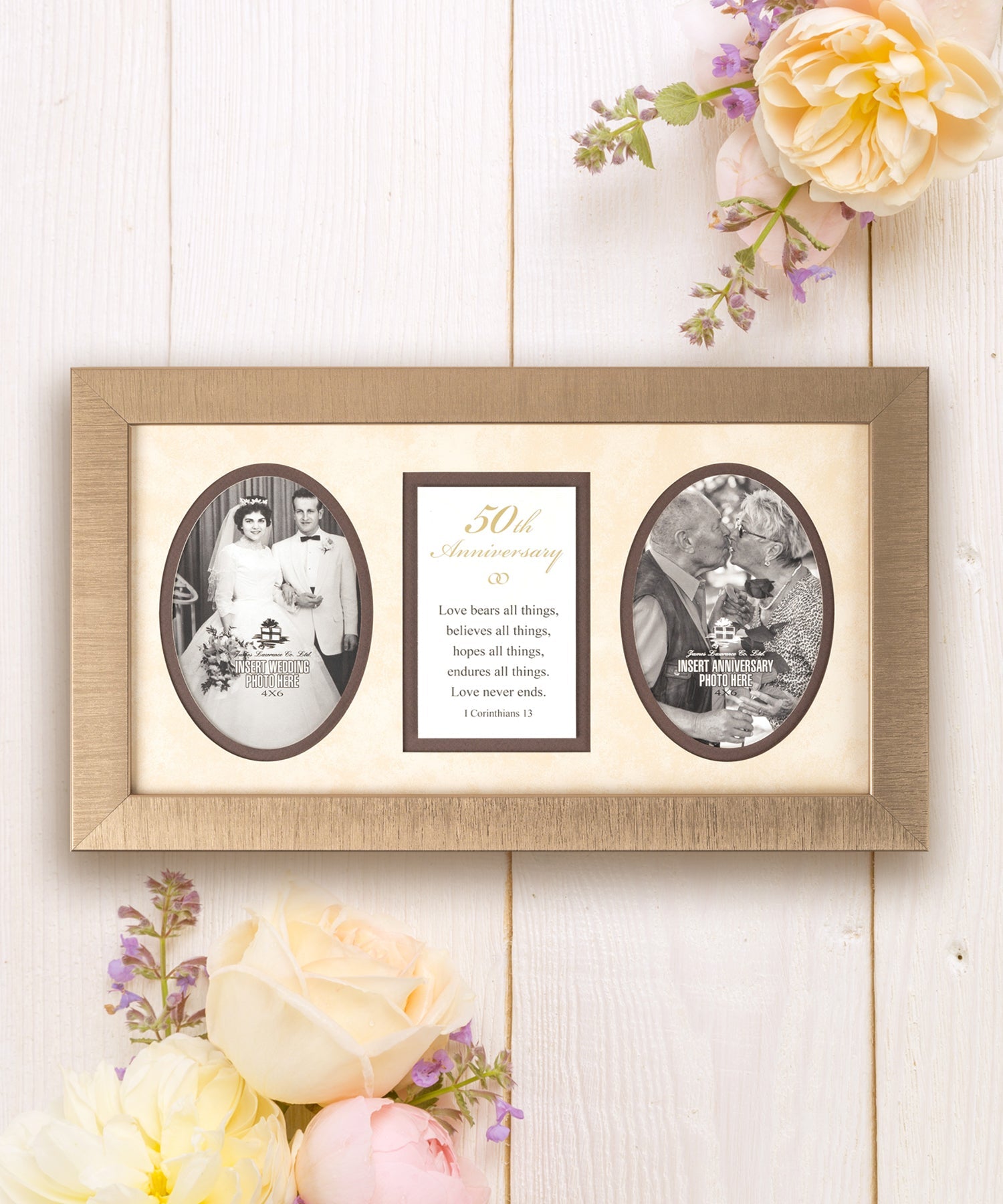 50th Anniversary Photo Frame with Double Matted Display for Wedding and Anniversary Photos