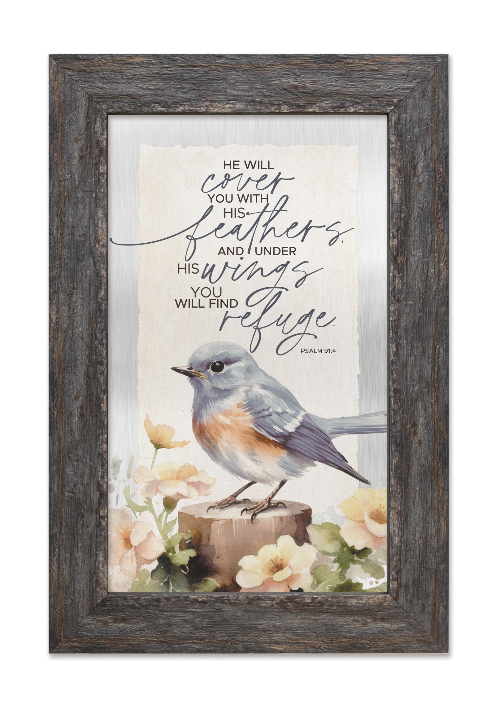 He Will Cover Metal Framed Art