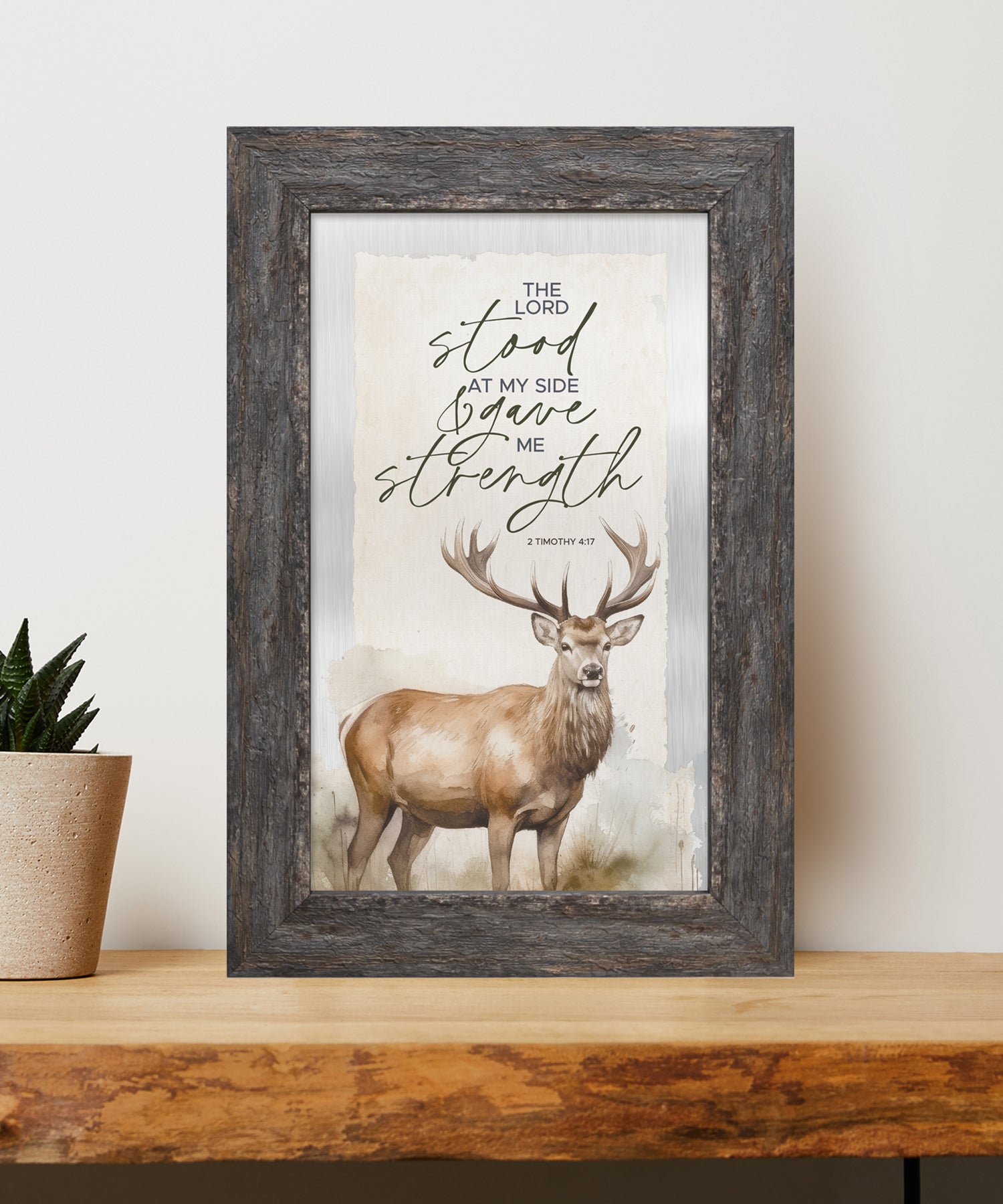 The Lord Stood Metal Framed Art with Inspirational Message in Weathered Gray Barnwood Frame