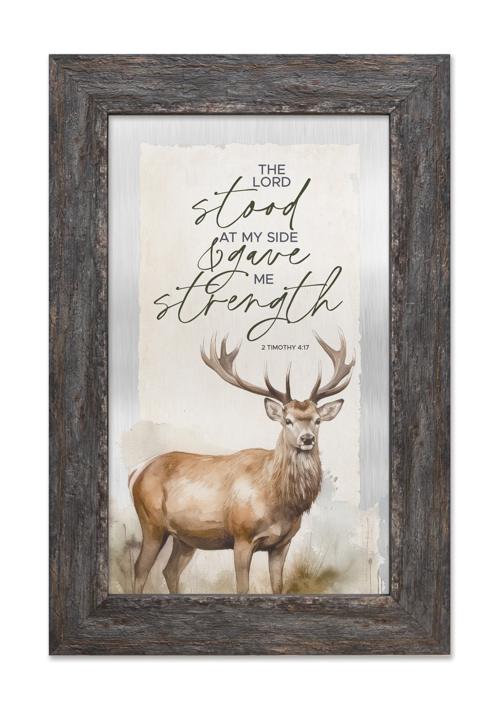 The Lord Stood Metal Framed Art with Inspirational Message in Weathered Gray Barnwood Frame