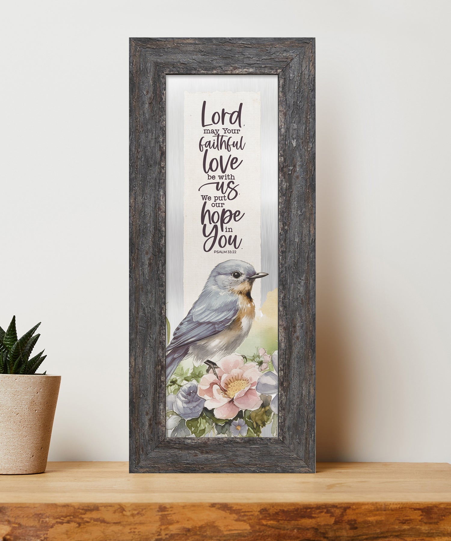 Lord May Your Faithful Love Metal Framed Art with Inspirational Message in Weathered Gray Barnwood Frame