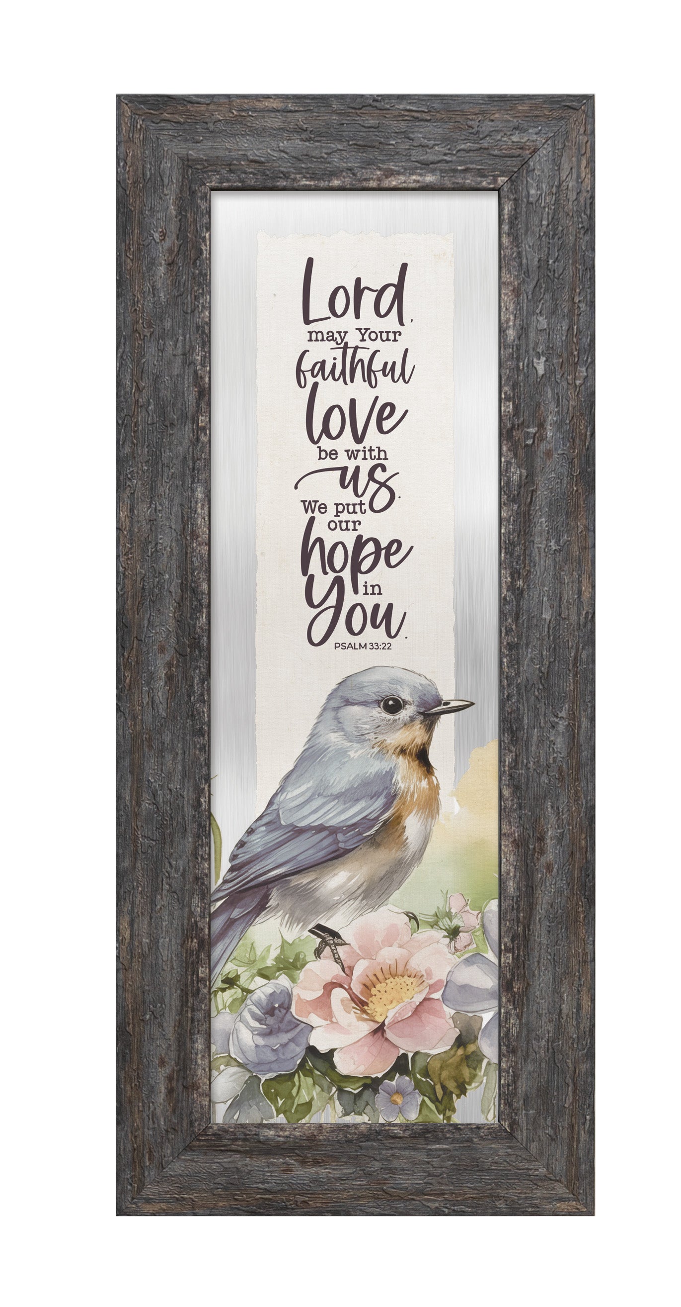 Lord May Your Faithful Love Metal Framed Art with Inspirational Message in Weathered Gray Barnwood Frame