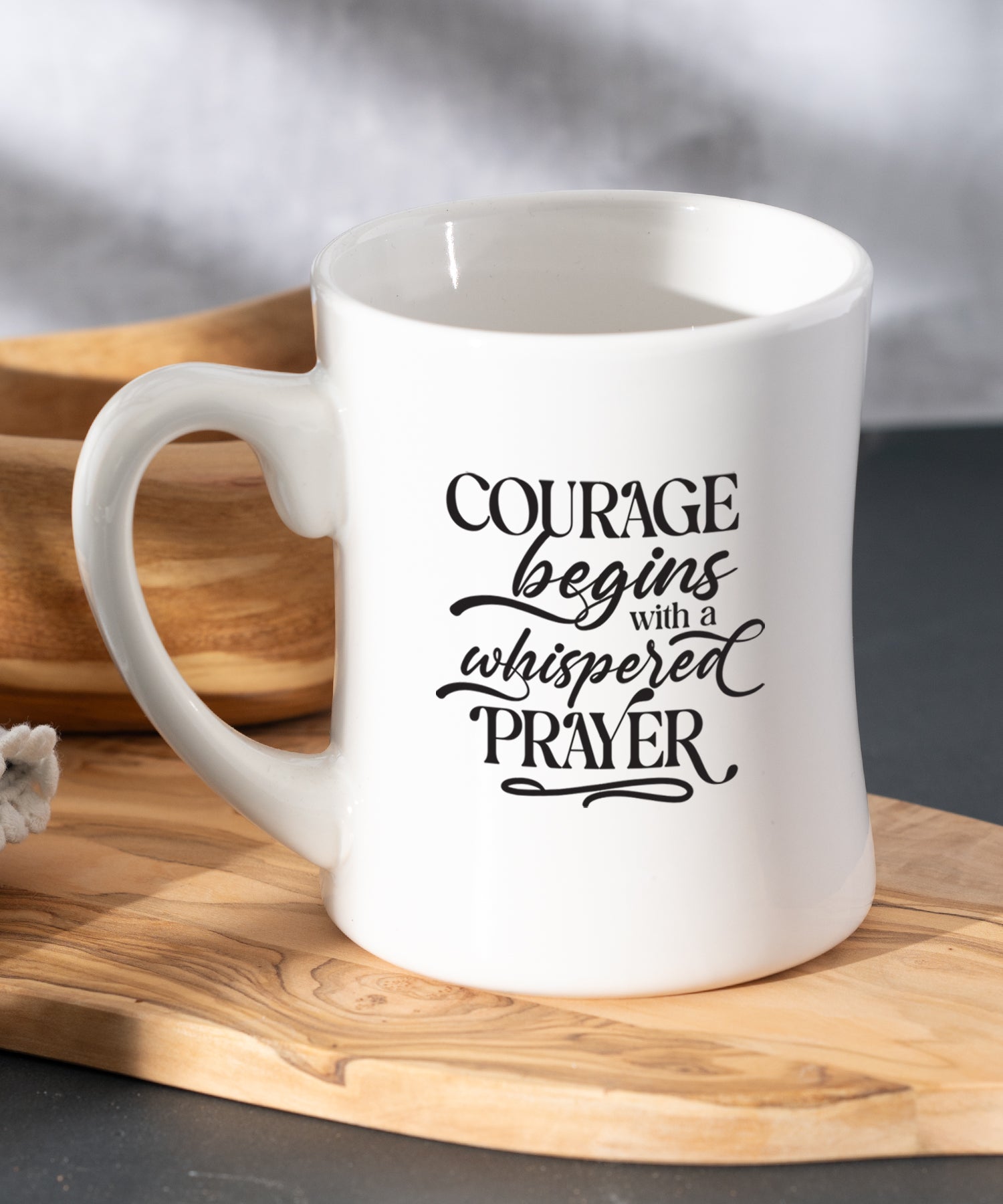 Courage Begins with a Whispered Prayer Coffeehouse Mug