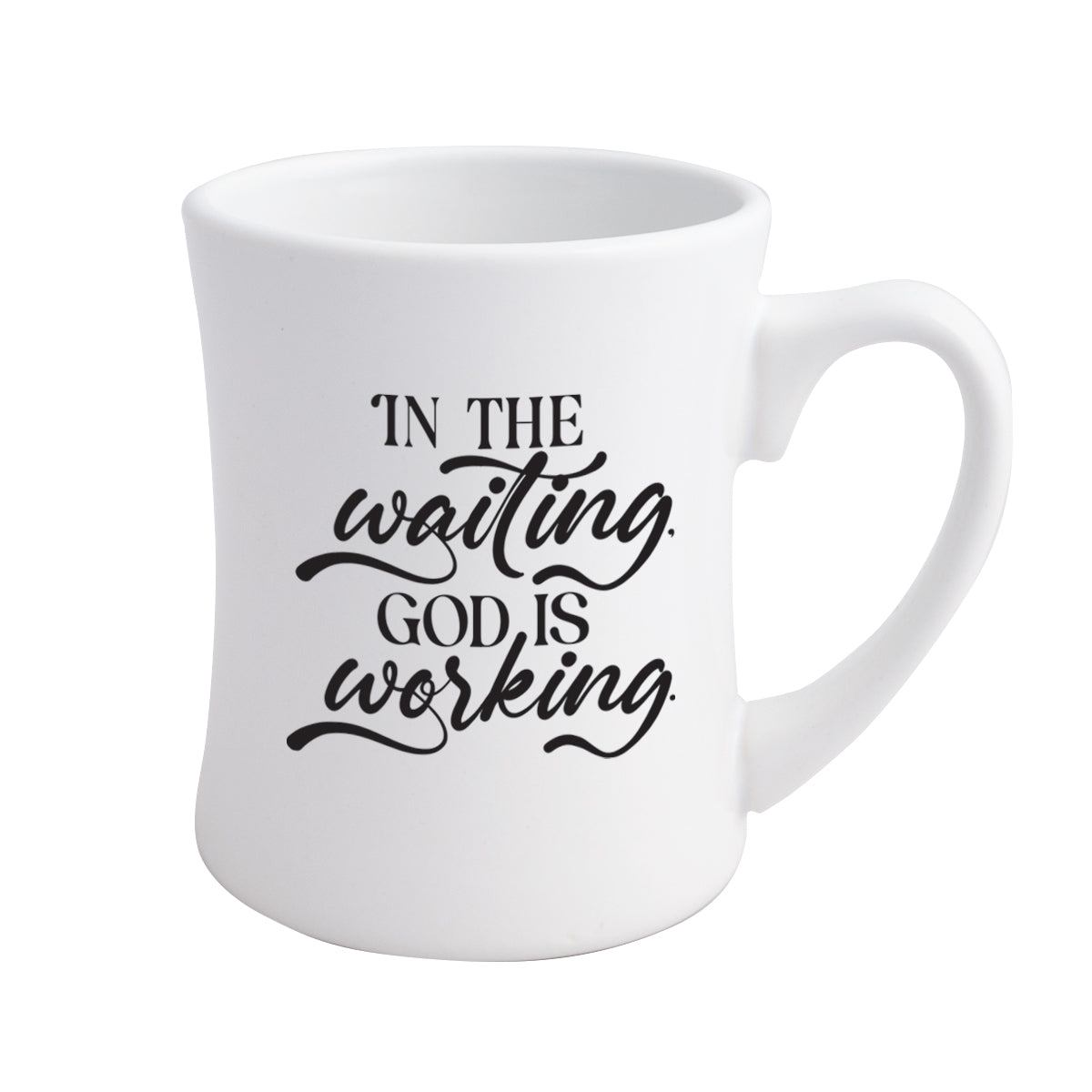 God Is Working Coffeehouse Mug