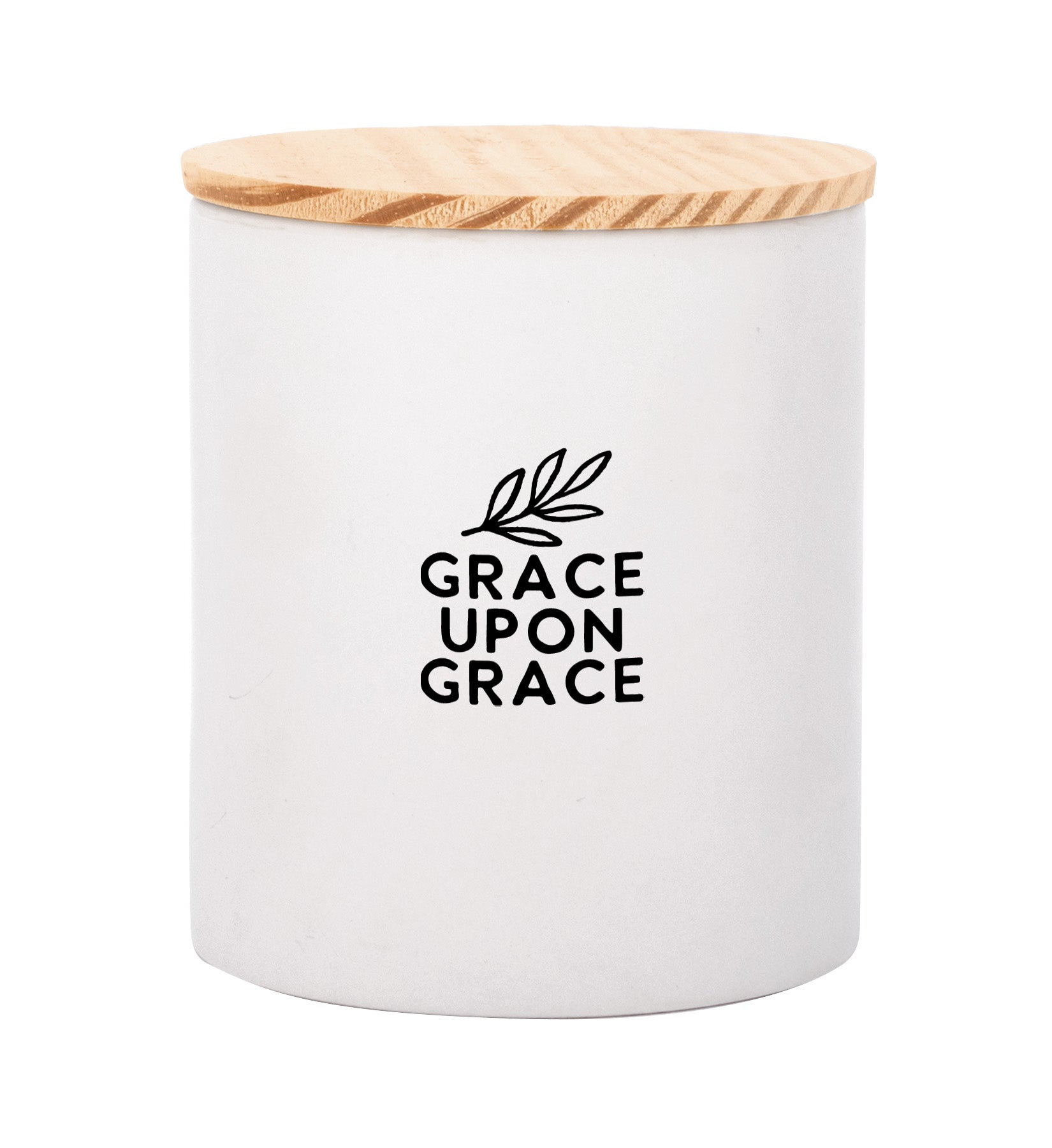 Grace Upon Grace Canister with Farmhouse Charm and Pine Wood Lid
