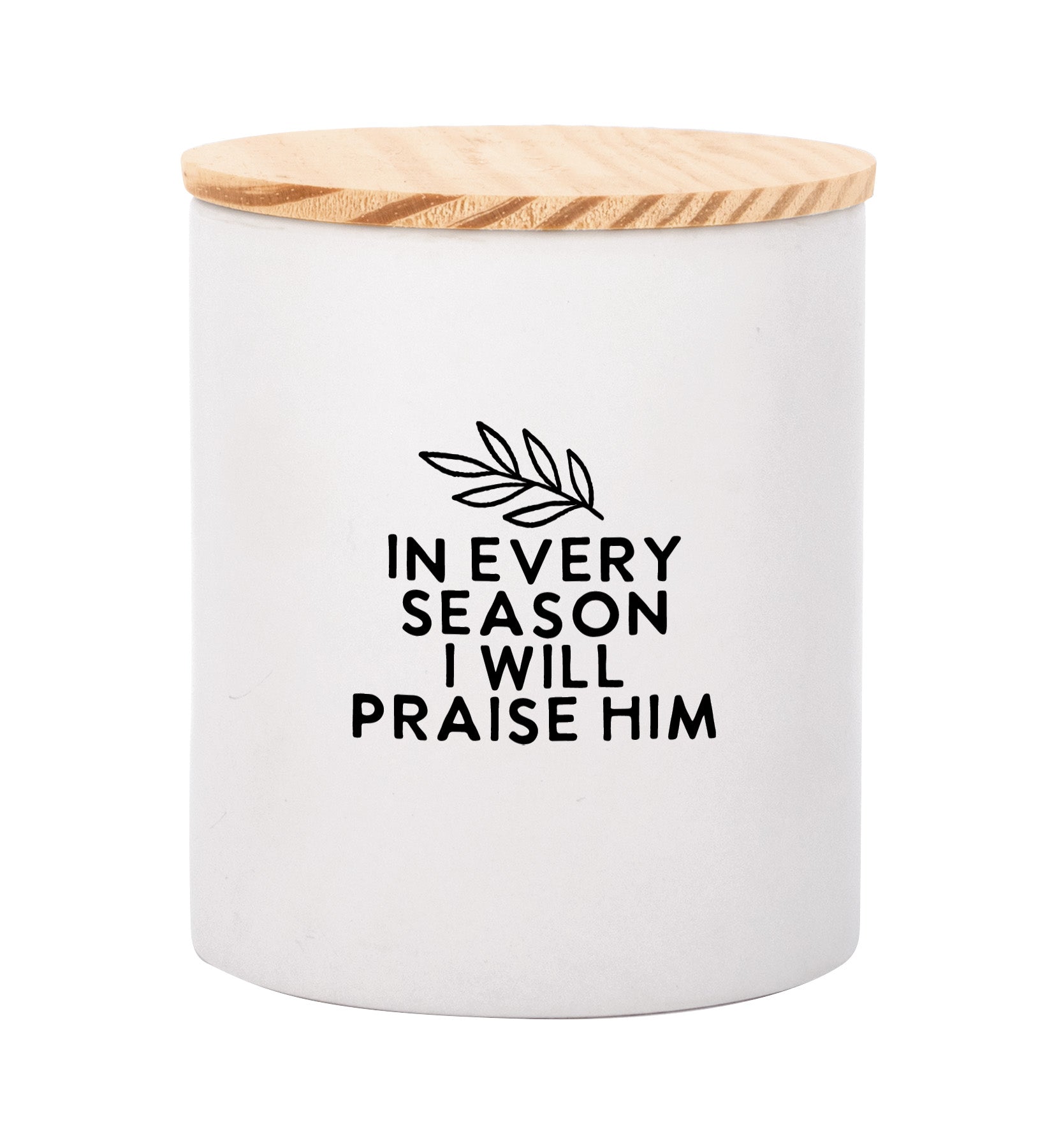 In Every Season Canister with Farmhouse Charm and Pine Wood Lid