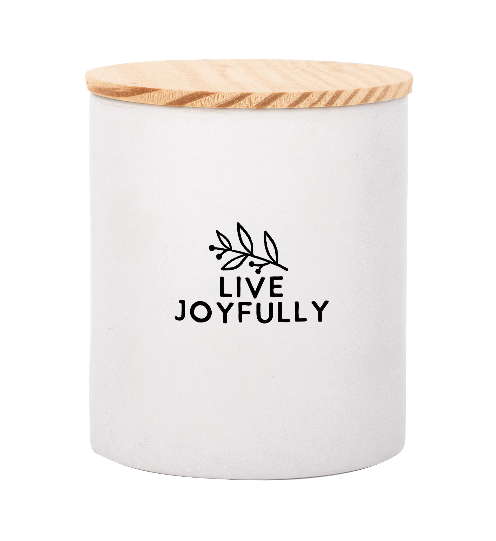 Live Joyfully Canister with Farmhouse Charm and Pine Wood Lid