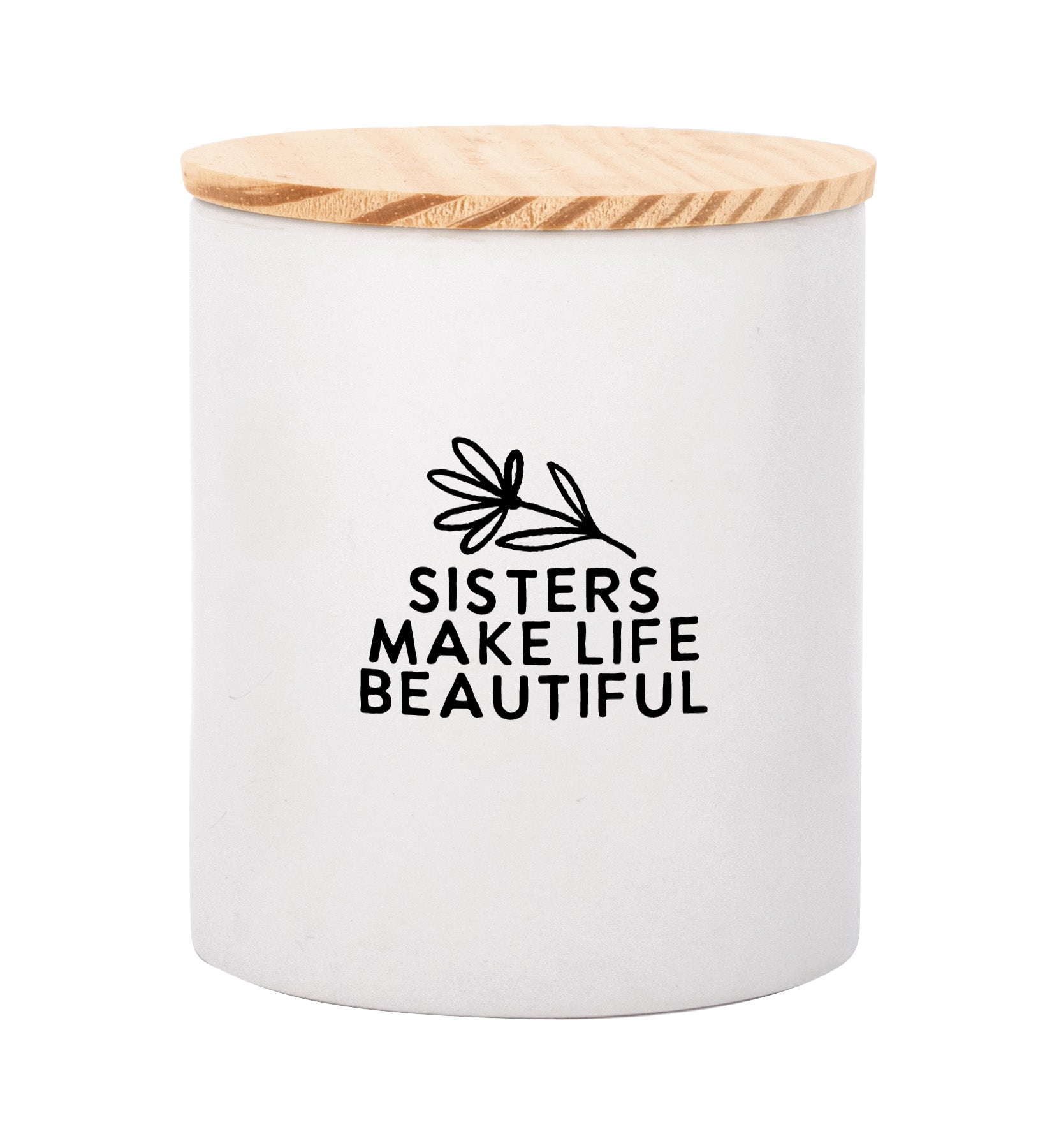 Sisters Canister with Farmhouse Charm and Pine Wood Lid