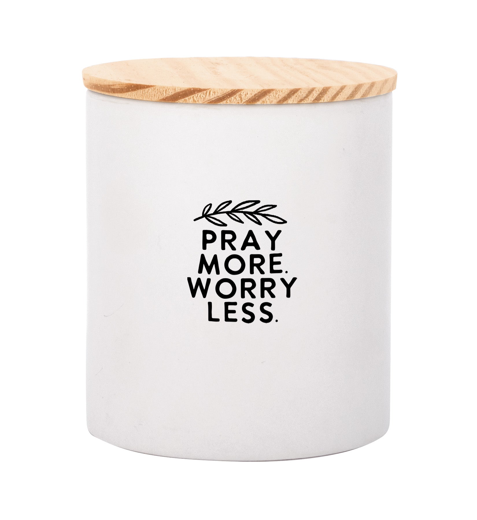 Pray More Canister with Farmhouse Charm and Pine Wood Lid