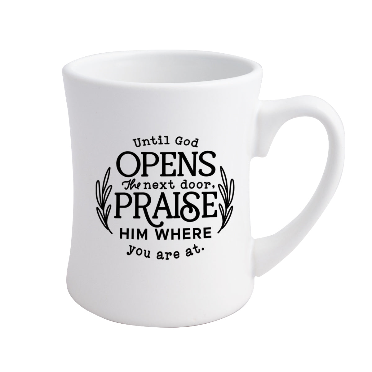 Until God Opens Coffeehouse Mug - Sturdy, Easy-to-Grip, Concave Design