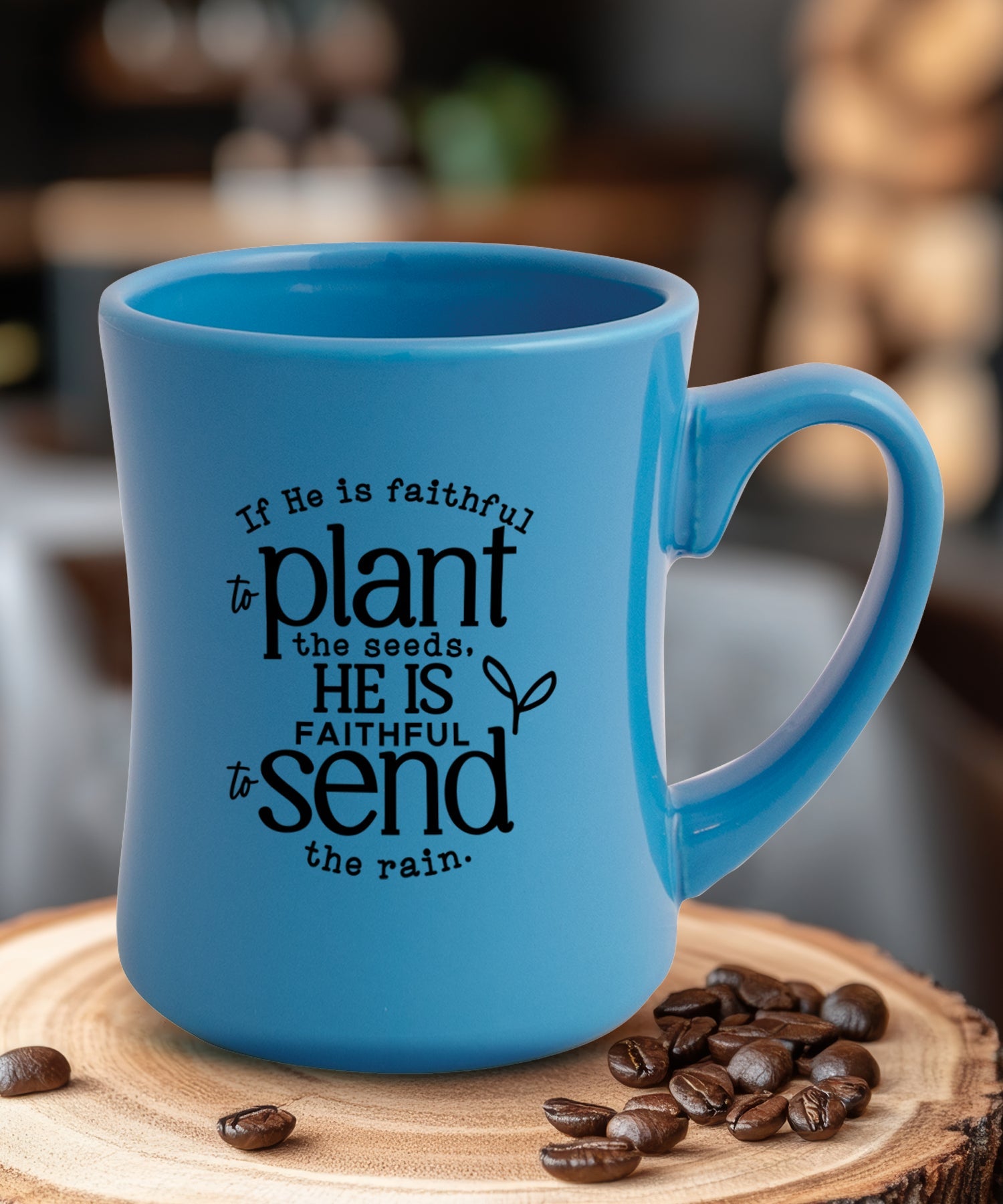 If He is Faithful Coffeehouse Mug - Sturdy, Easy-to-Grip, Concave Design