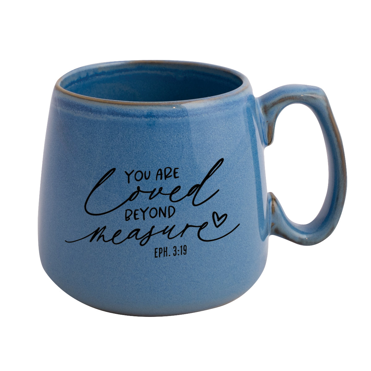 Ceramic mug with a broad base featuring You Are Loved.