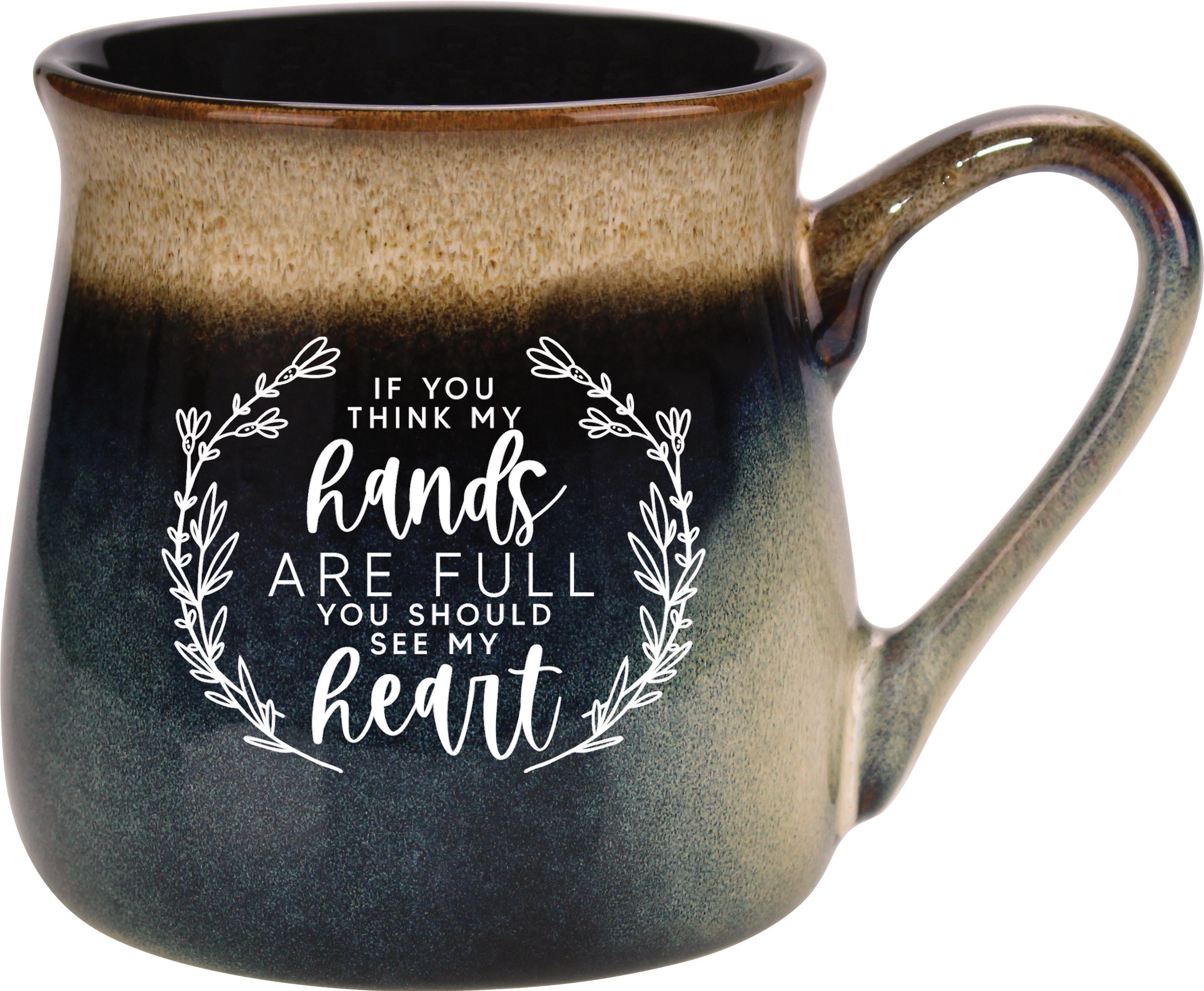 Reactive mug with a unique gradation in color and the inspirational message – If You Think My Hands.