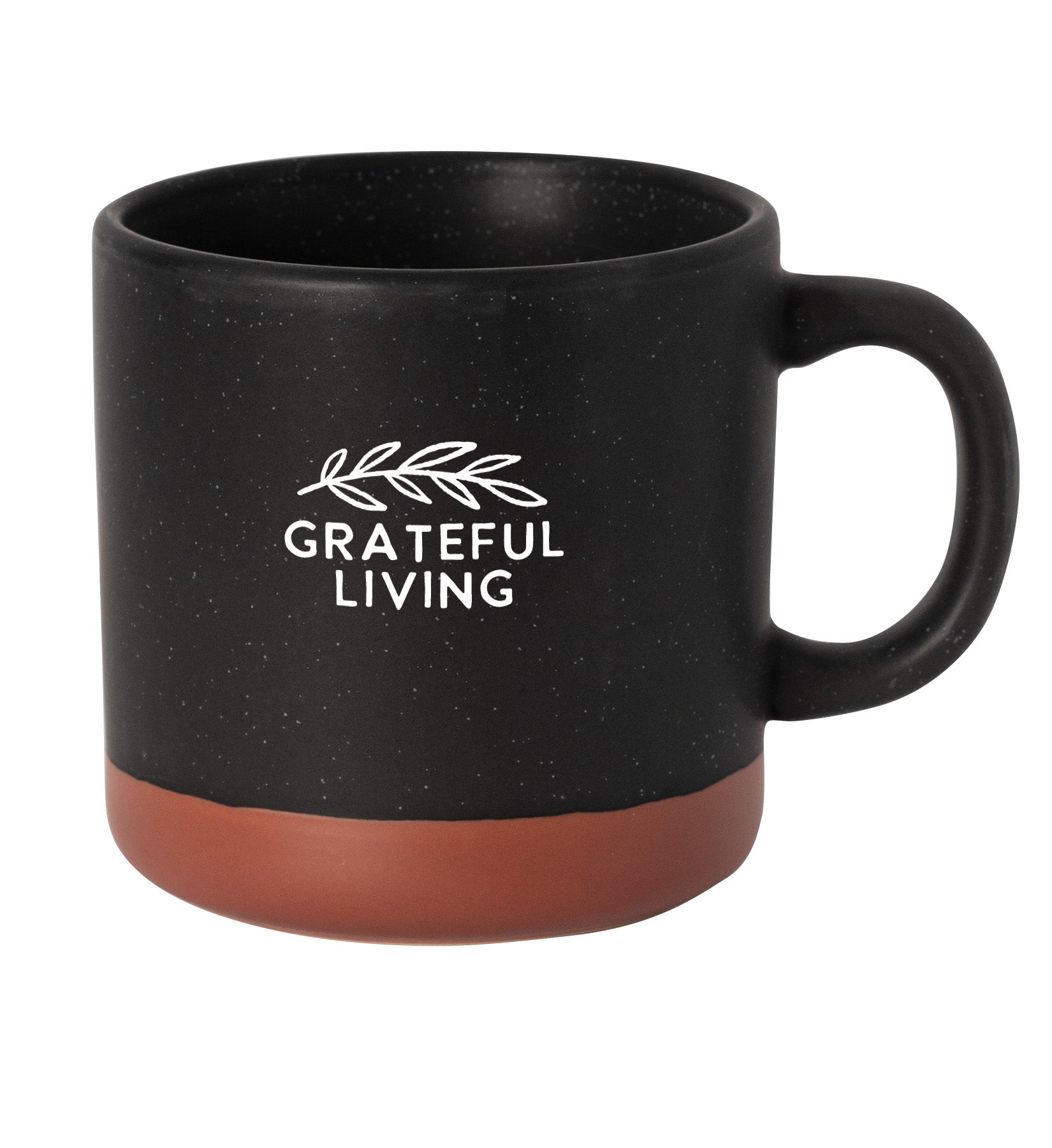 Grateful Living Mug with Speckled Ceramic with Natural Baked Bottom
