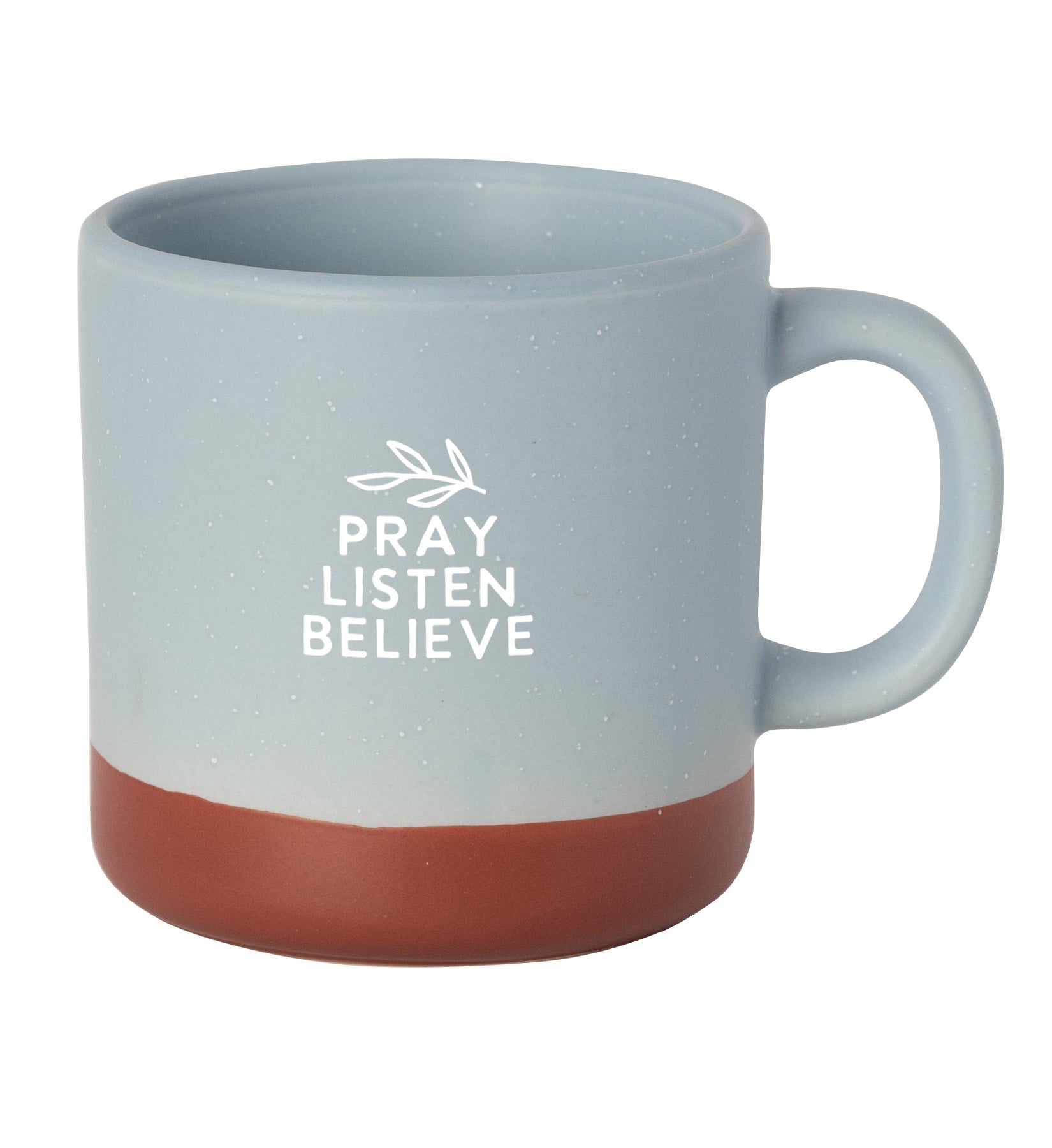Pray Listen Believe Mug with Speckled Ceramic with Natural Baked Bottom