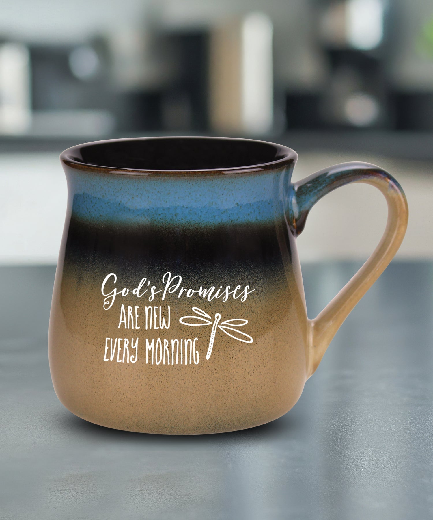 God’s Promises reactive glazed ceramic mug with unique color finish and faith-inspired message, 16 oz