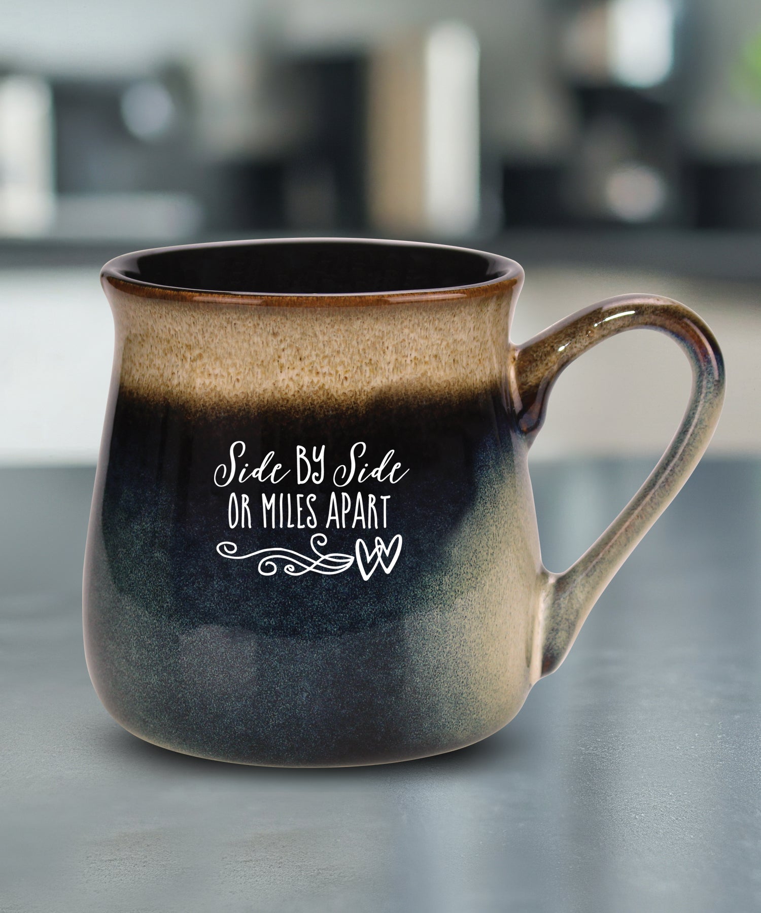 Sisters reactive glazed ceramic mug with unique color finish and sentimental sister message, 16 oz