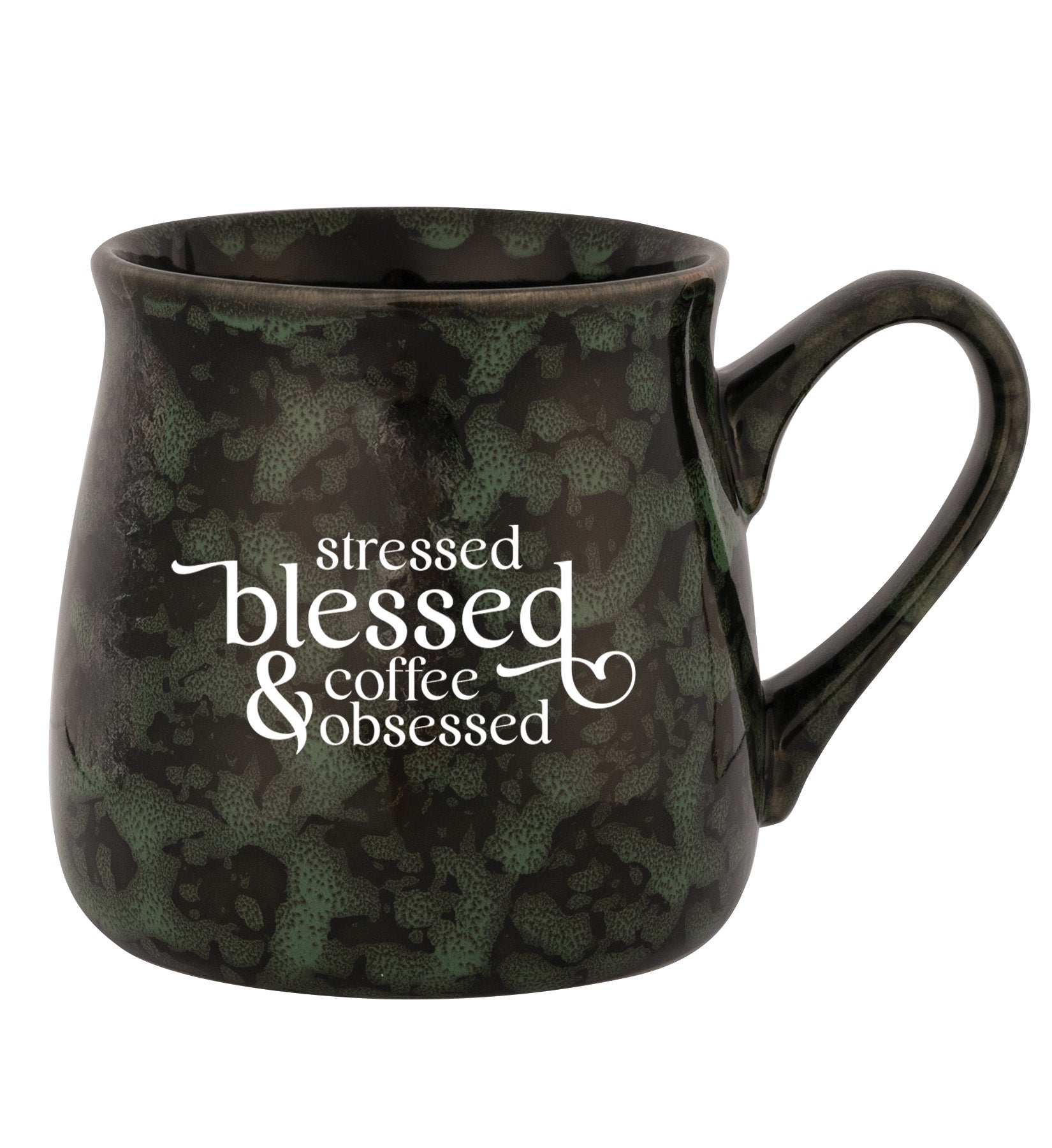 Stressed Blessed Mug – Reactive mug with a unique gradation in color and the inspirational message
