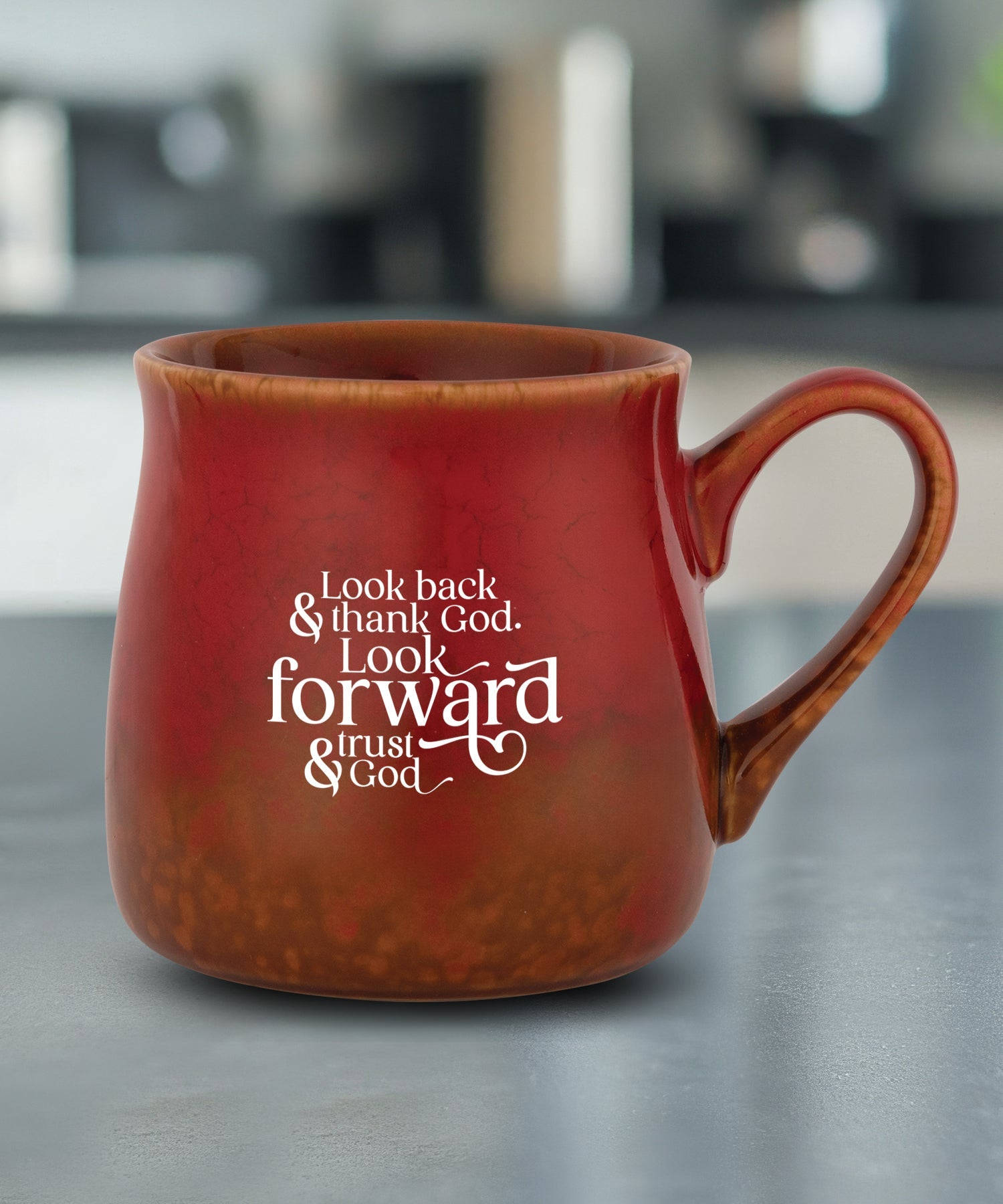 Look Back & Thank God Mug – Reactive mug with a unique gradation in color and the inspirational message