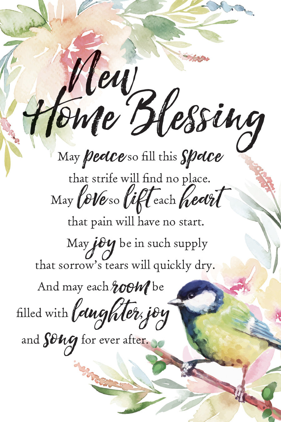 New Home Blessing 6x9 MDF Plaque with Inspirational Verse and Pastel Full-Color Design from the Woodland Grace Collection
