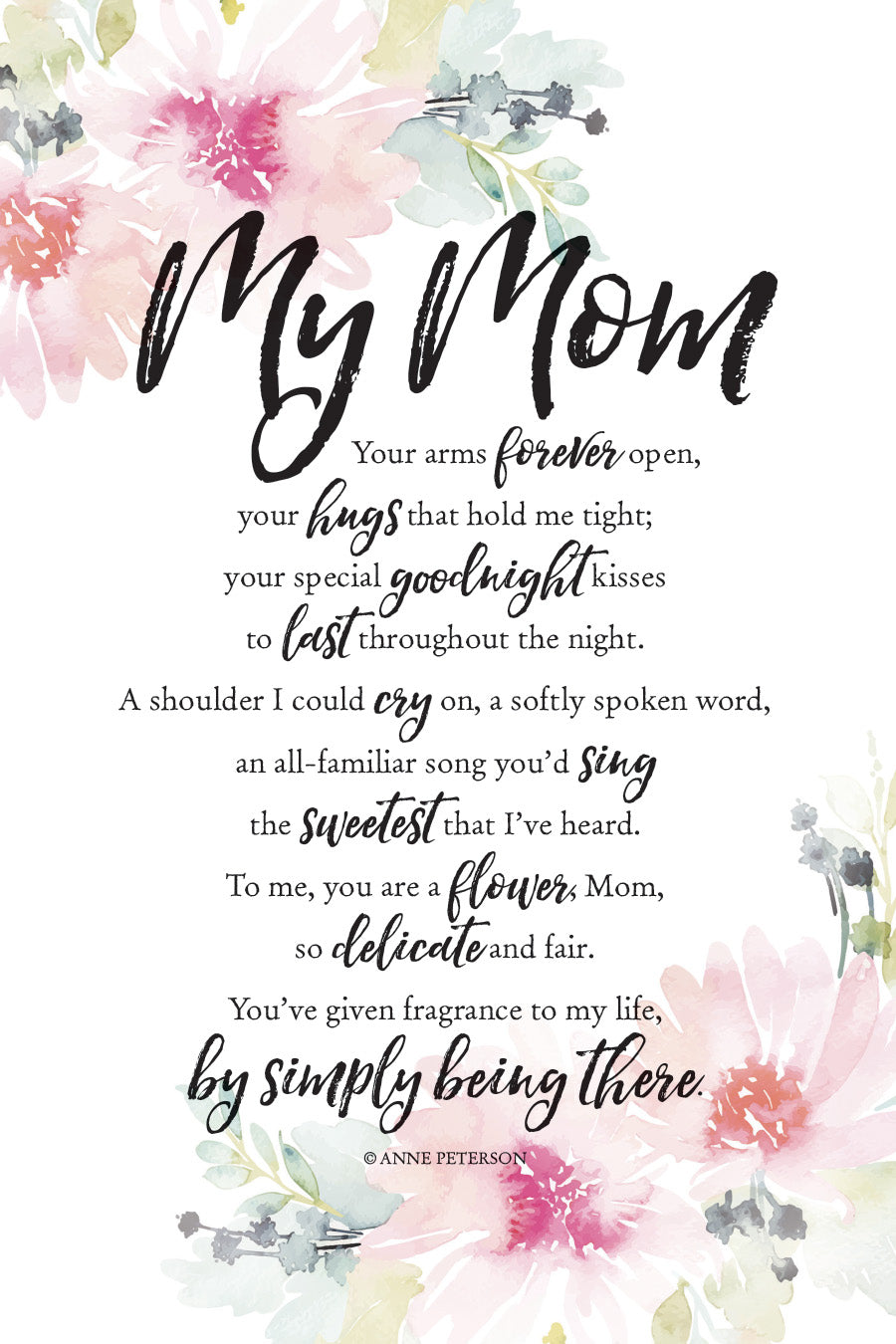 My Mom 6x9 MDF Plaque with Inspirational Verse and Pastel Full-Color Design from the Woodland Grace Collection