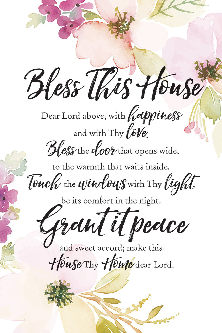 Bless This House 6x9 MDF Plaque with Inspirational Verse and Pastel Full-Color Design from the Woodland Grace Collection