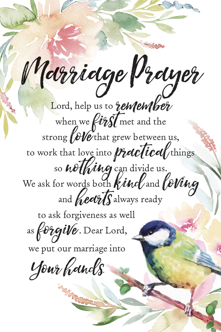 Marriage Prayer 6x9 MDF Plaque with Inspirational Verse and Pastel Full-Color Design from the Woodland Grace Collection
