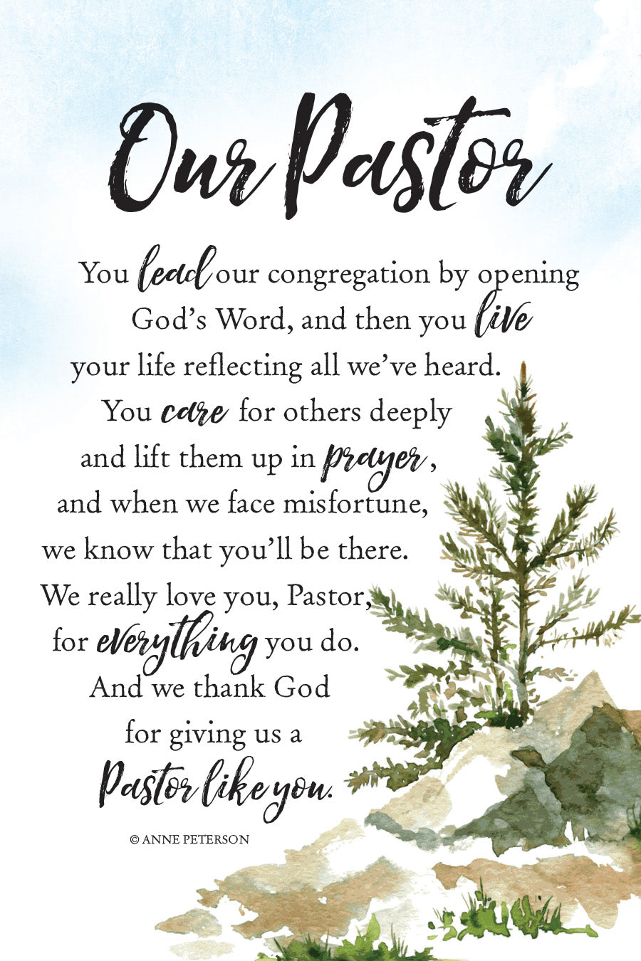 Our Pastor 6x9 MDF Plaque with Inspirational Verse and Pastel Full-Color Design from the Woodland Grace Collection