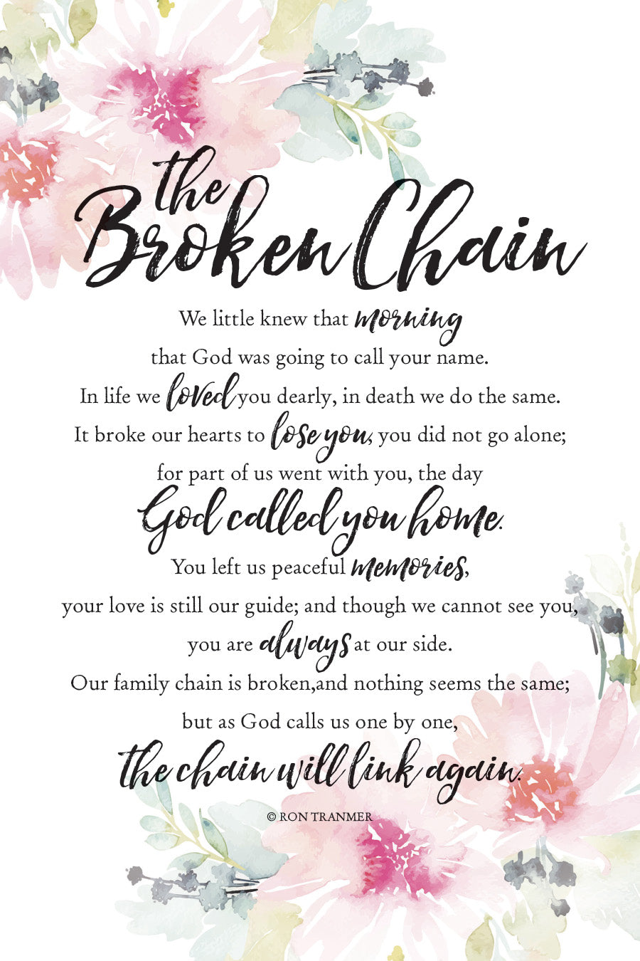 Broken Chain 6x9 MDF Plaque with Inspirational Verse and Pastel Full-Color Design from the Woodland Grace Collection
