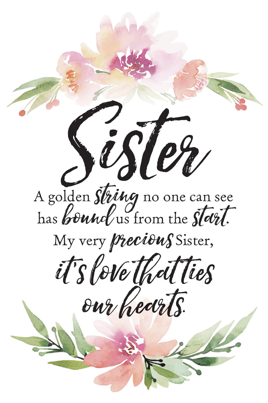 Sister 6x9 MDF Plaque with Inspirational Verse and Pastel Full-Color Design from the Woodland Grace Collection