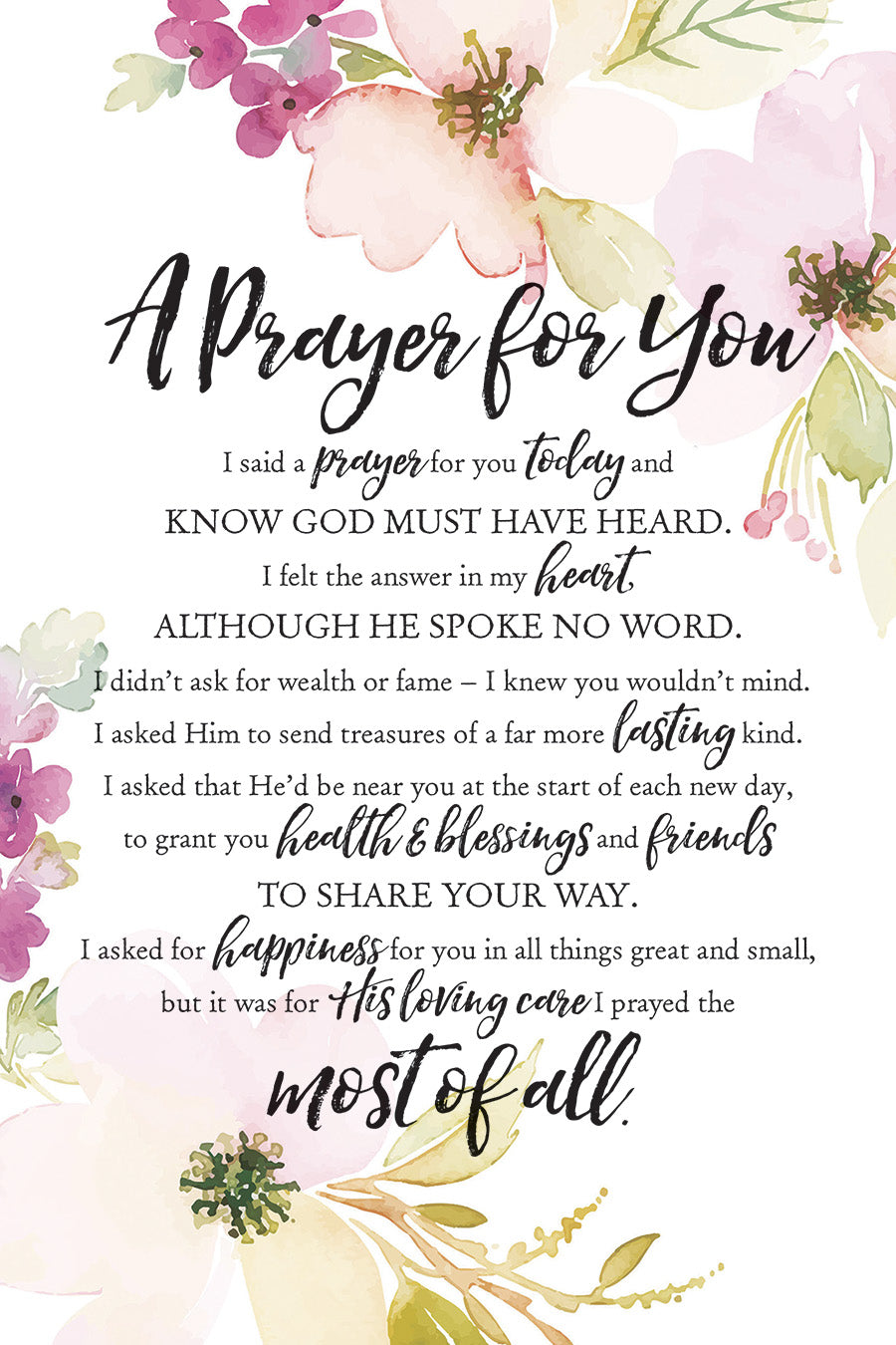 A Prayer for You 6x9 MDF Plaque with Inspirational Verse and Pastel Full-Color Design from the Woodland Grace Collection